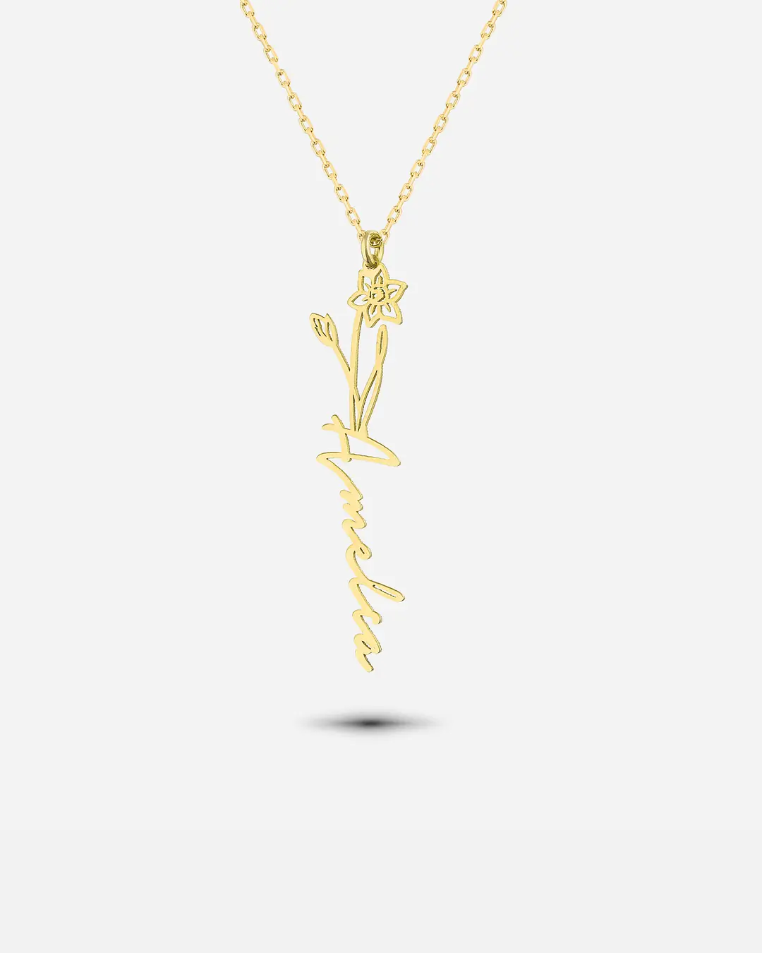 Silver Personalized Mart Bear Birth Flower Necklace