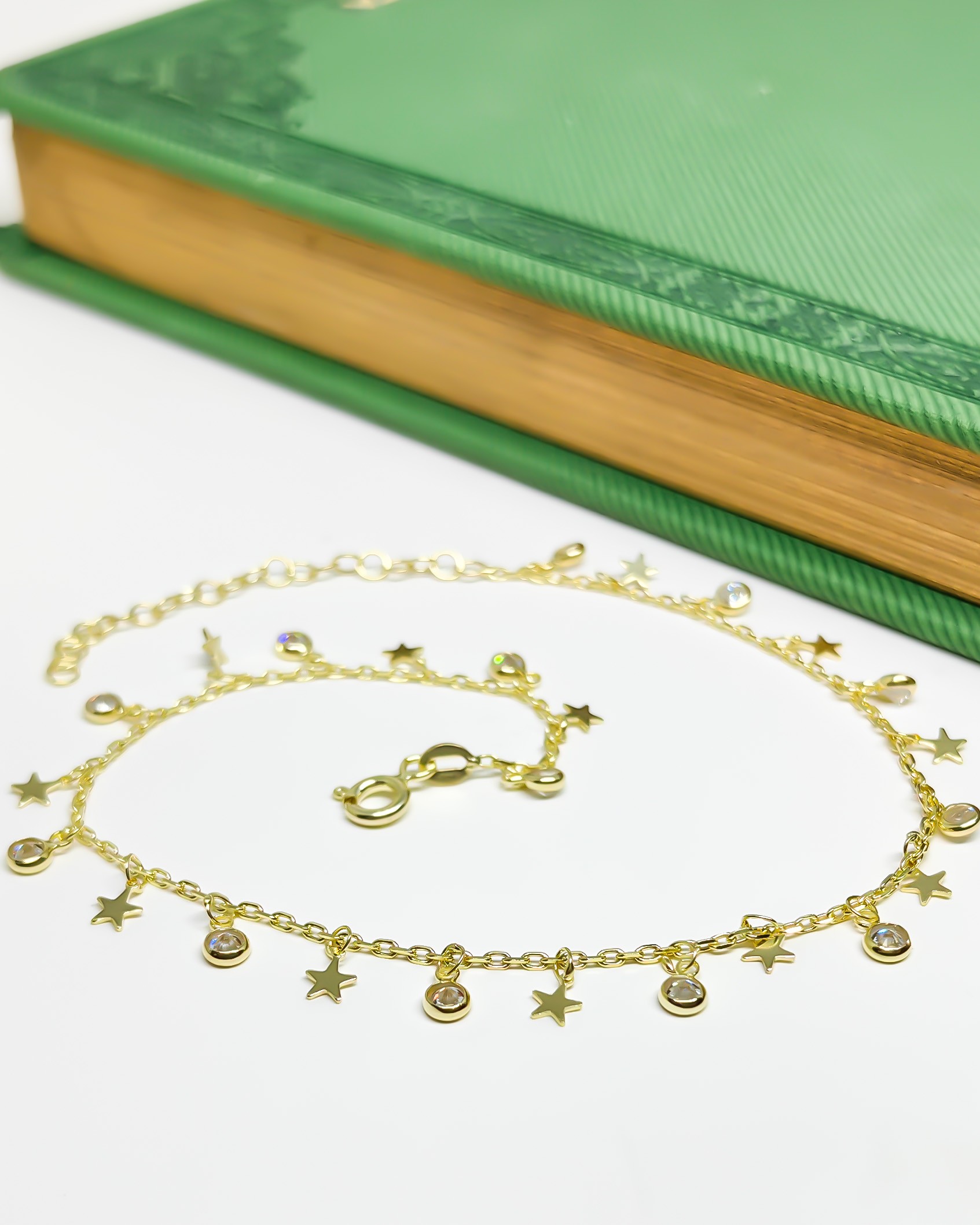 Silver Star Anklet - Gold