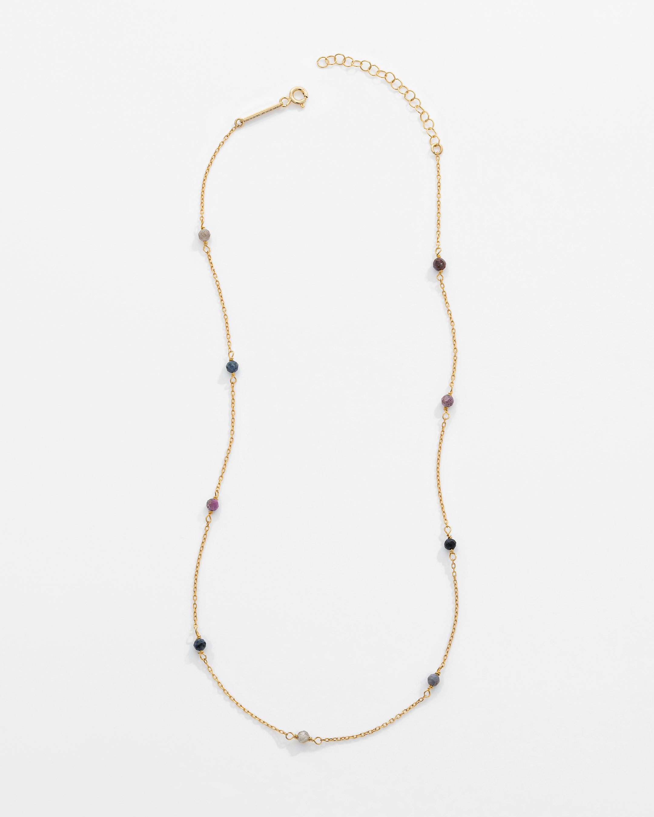 2.5 Carat Multicolor Sapphire Silver Necklace - Gold