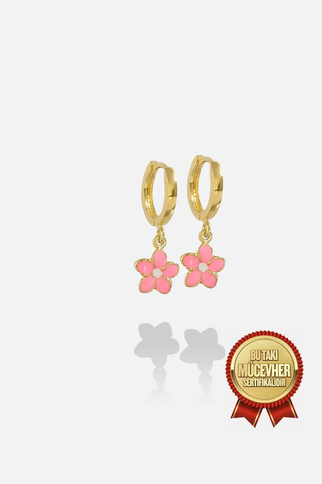 Mikron Gold Plated Silver Pink Daisy Kids' Earrings