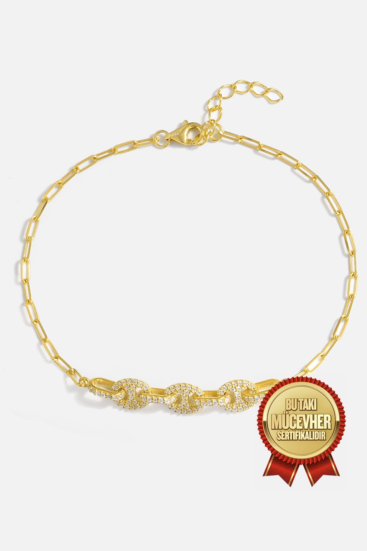 Mikron Altın Kaplama Gümüş Zirkon Bileklik - Mikron Altın