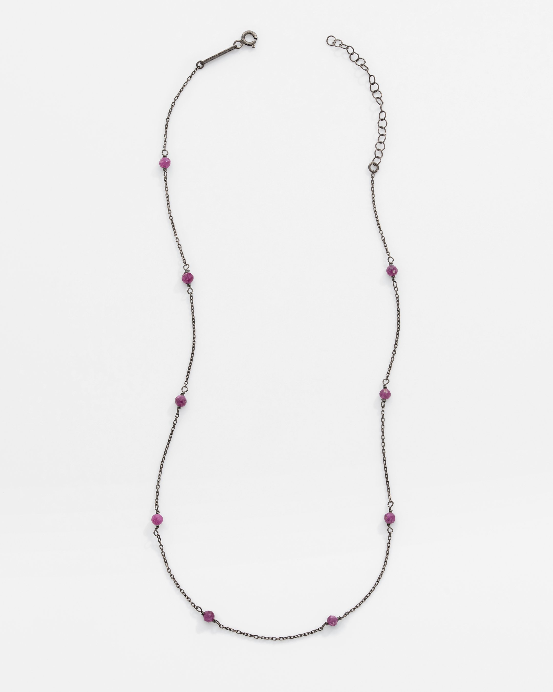 2.85 Carat Natural Ruby Silver Necklace - Black Lapping