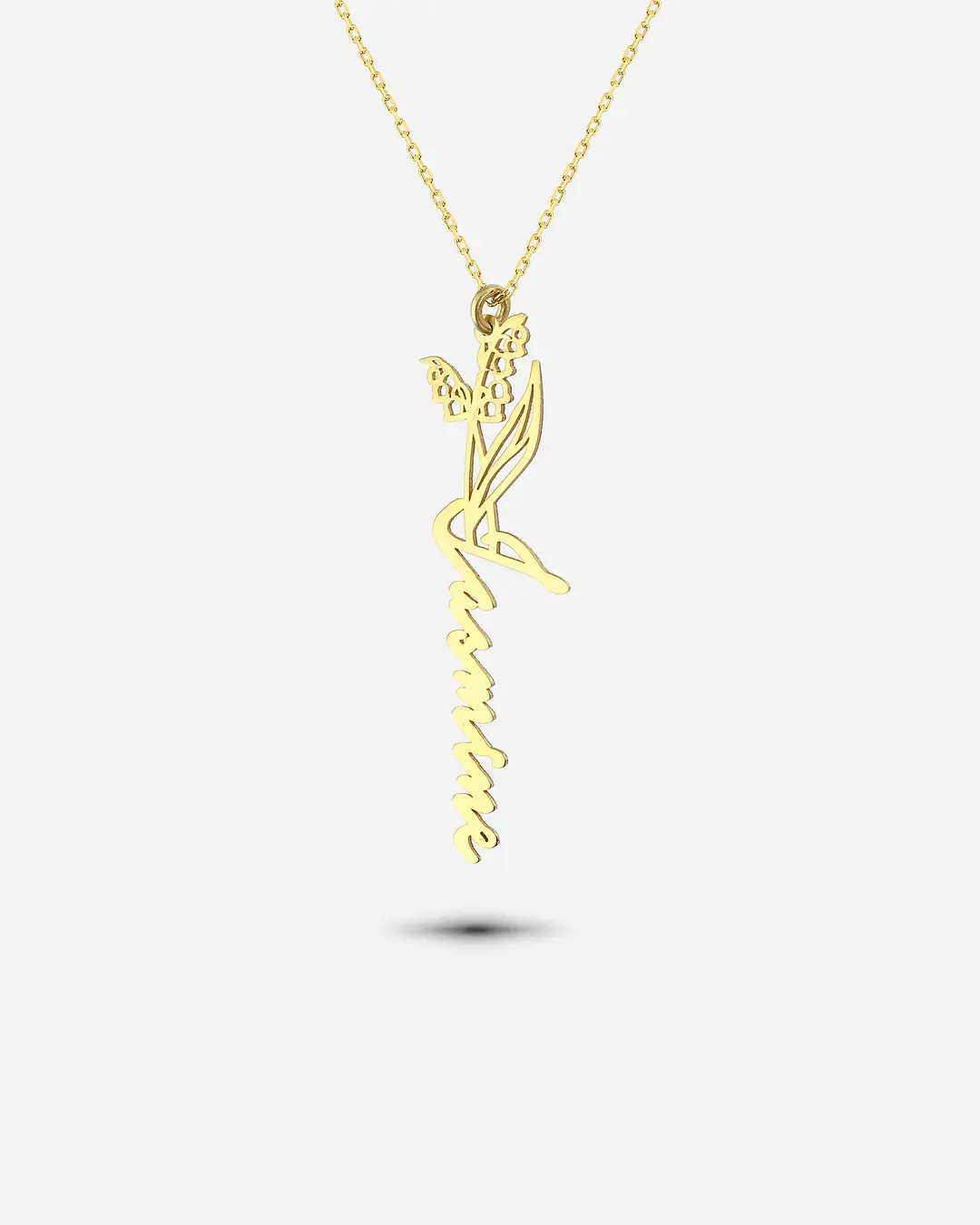 Silver Personalized Mayıs Bear Birth Flower Necklace