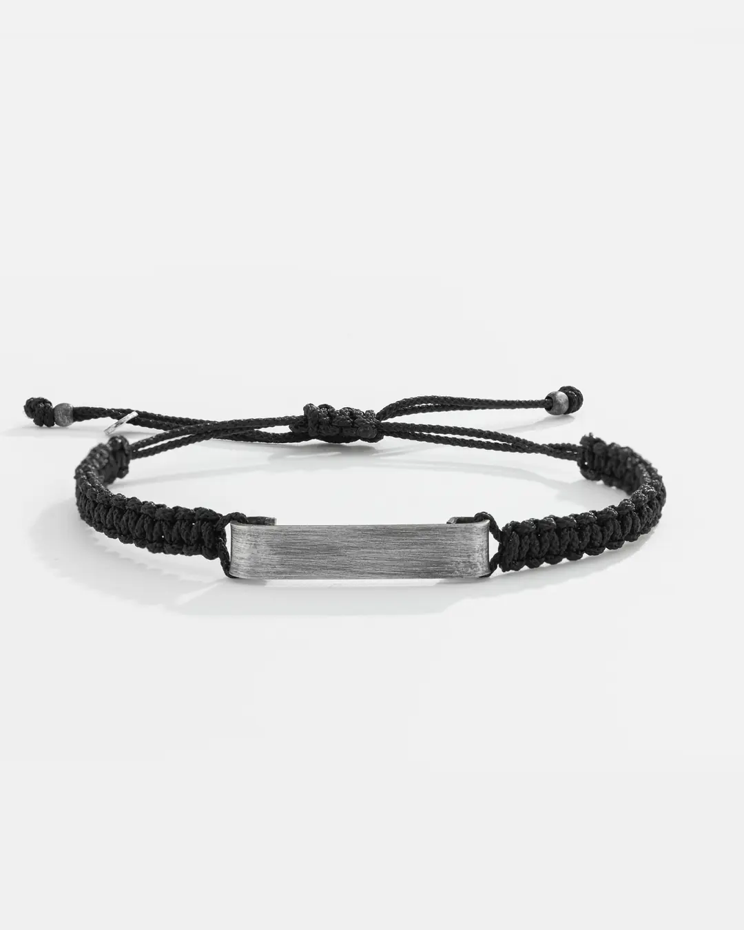 Black Makrome Strap Design Silver Bracelet