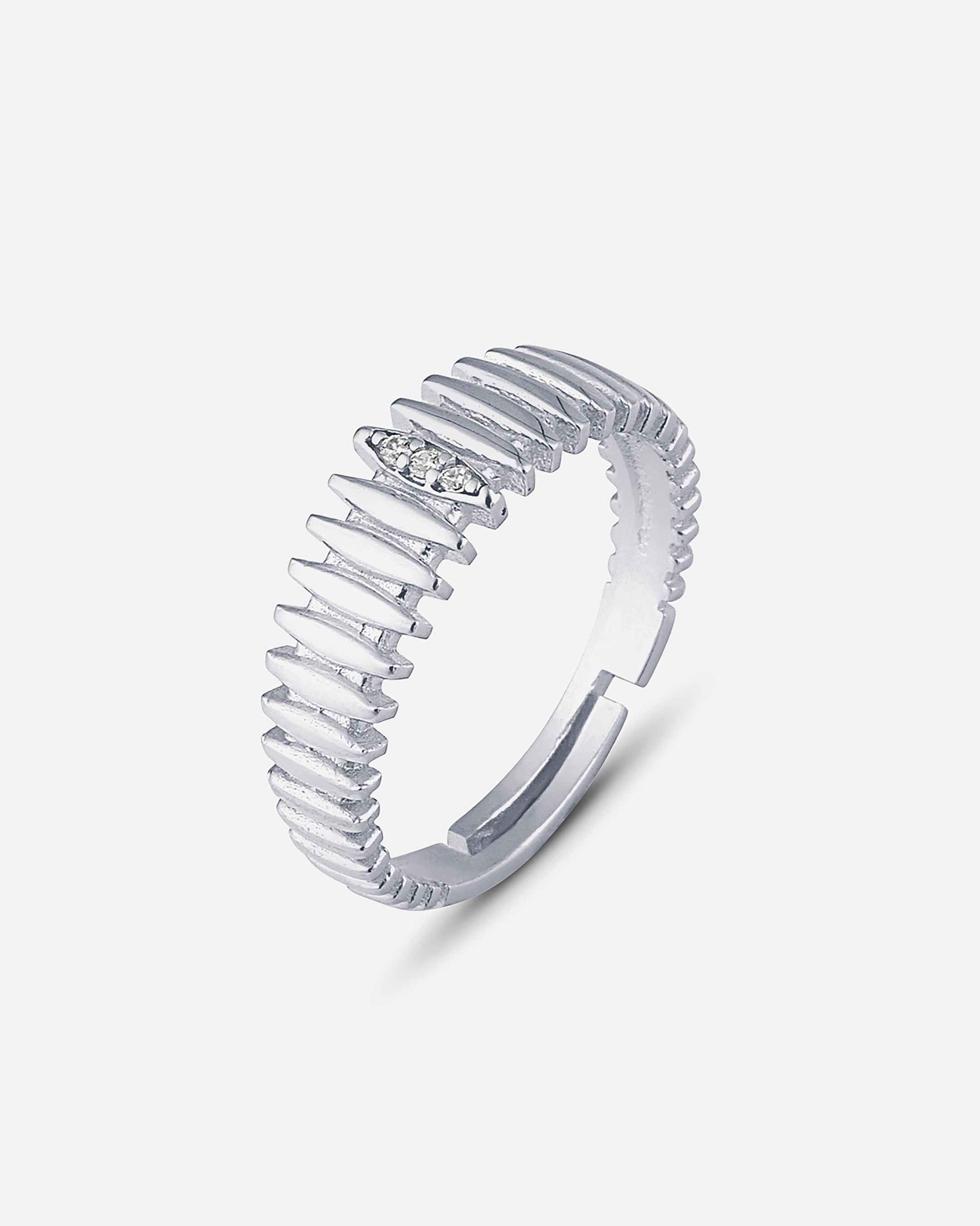 Design Silver Ring - White Gold