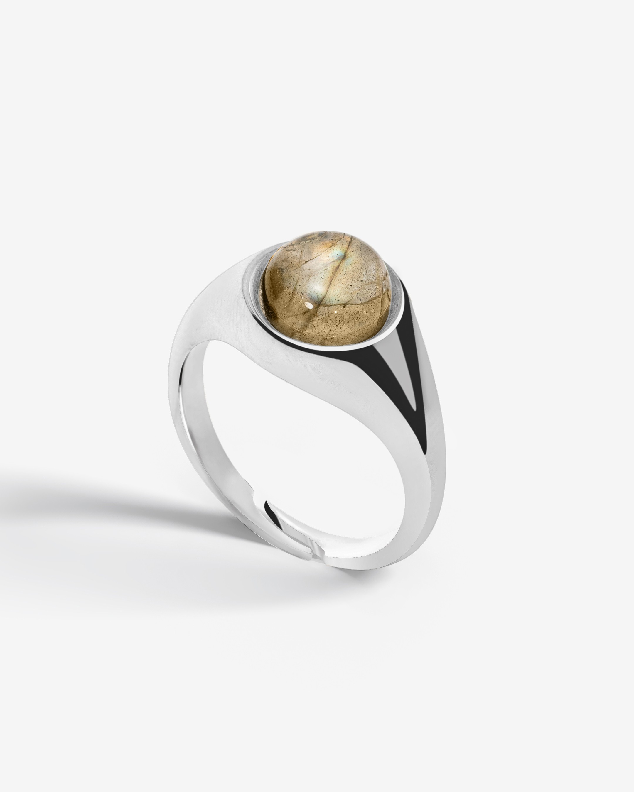 Bague de Calypso en argent avec pierre Labradorite - Or blanc