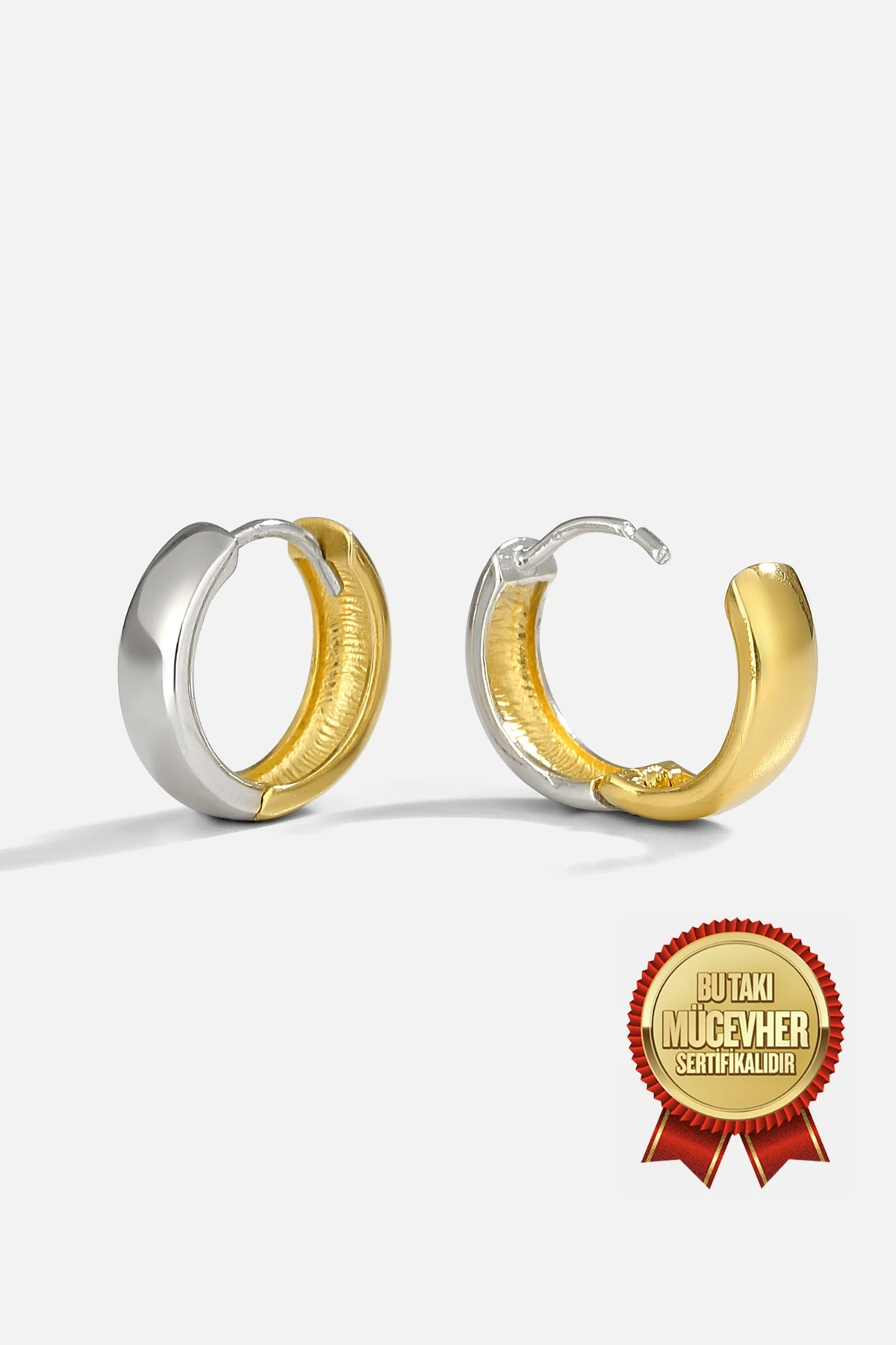 Mikron Altın Kaplama Gümüş Halka Küpe