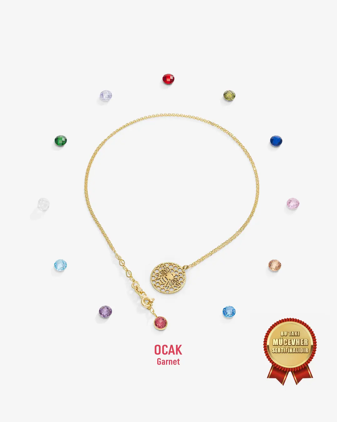 14 K Gold Bee Birth Stone-set Necklace