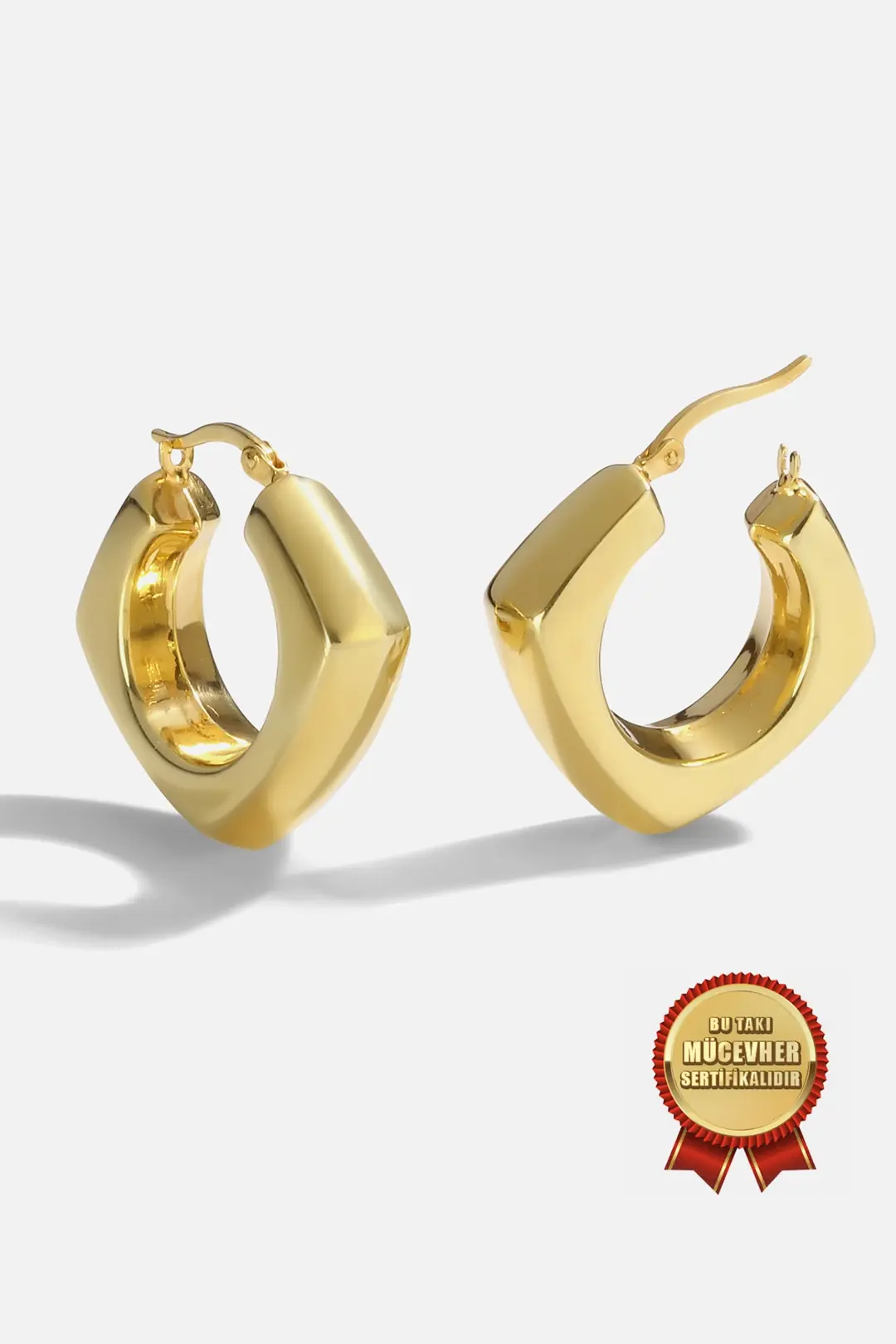 Mikron Gold Plated 925 K Silver Box Earrings