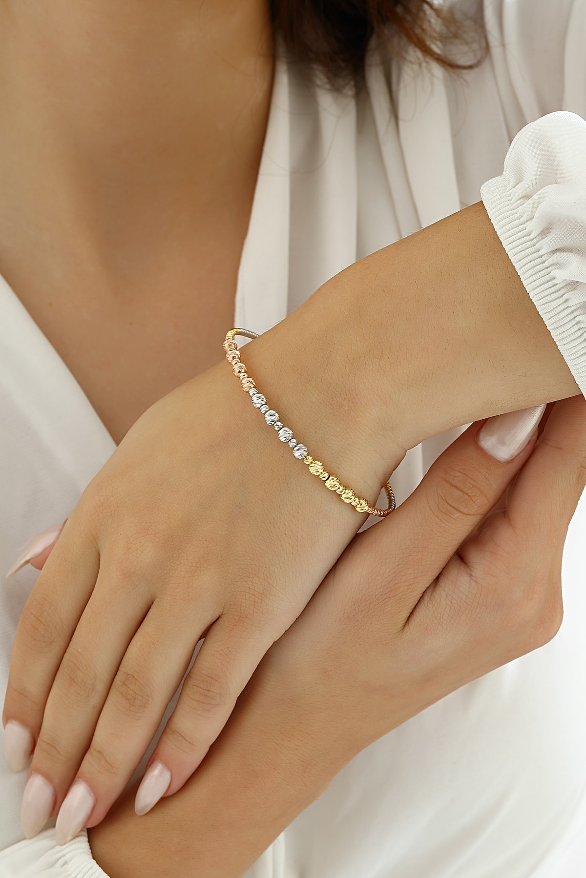 Mikron Altın Kaplama Dorika Gümüş Bilezik