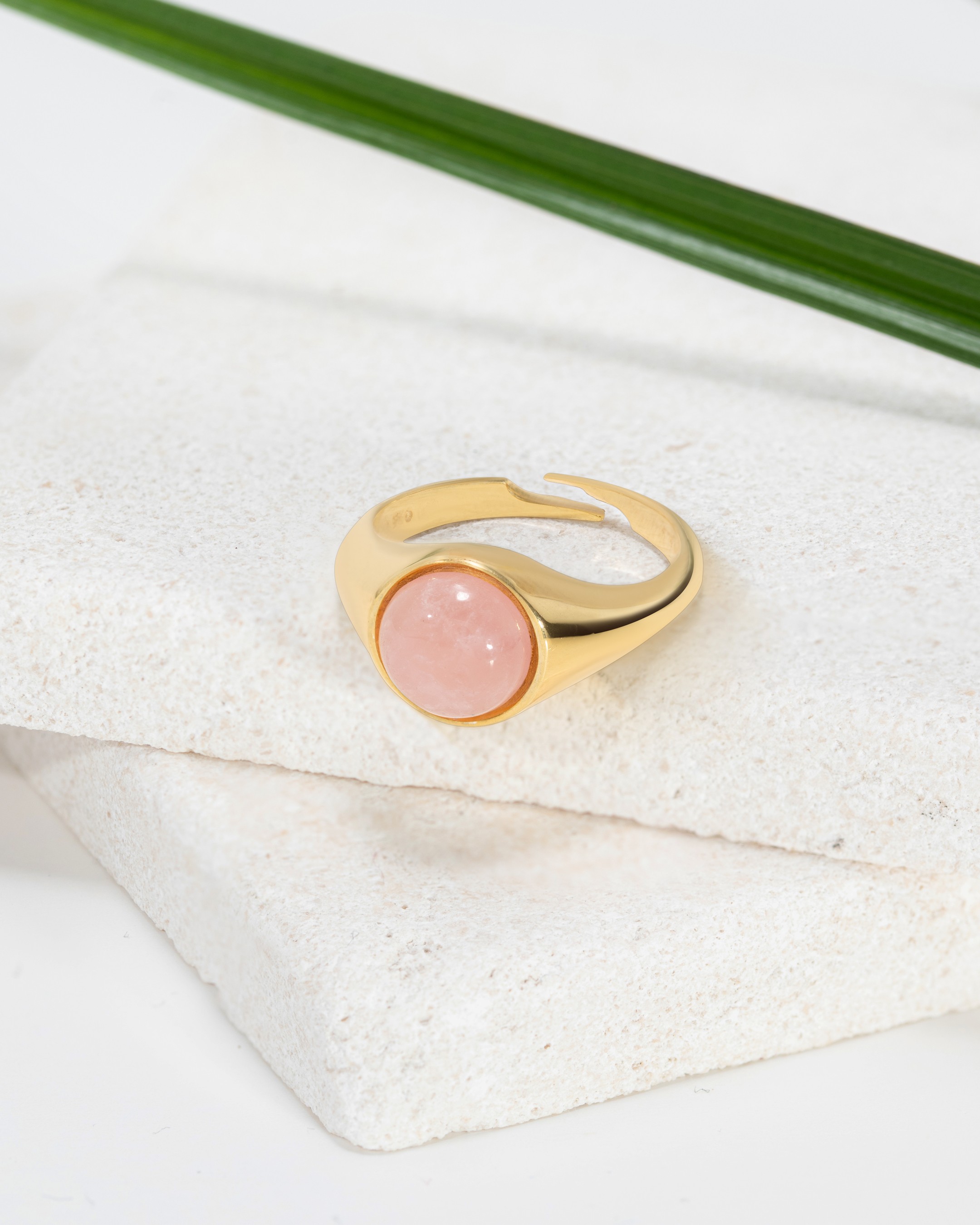 Silver Calypso Ring with Pink Quartz Stones - Gold