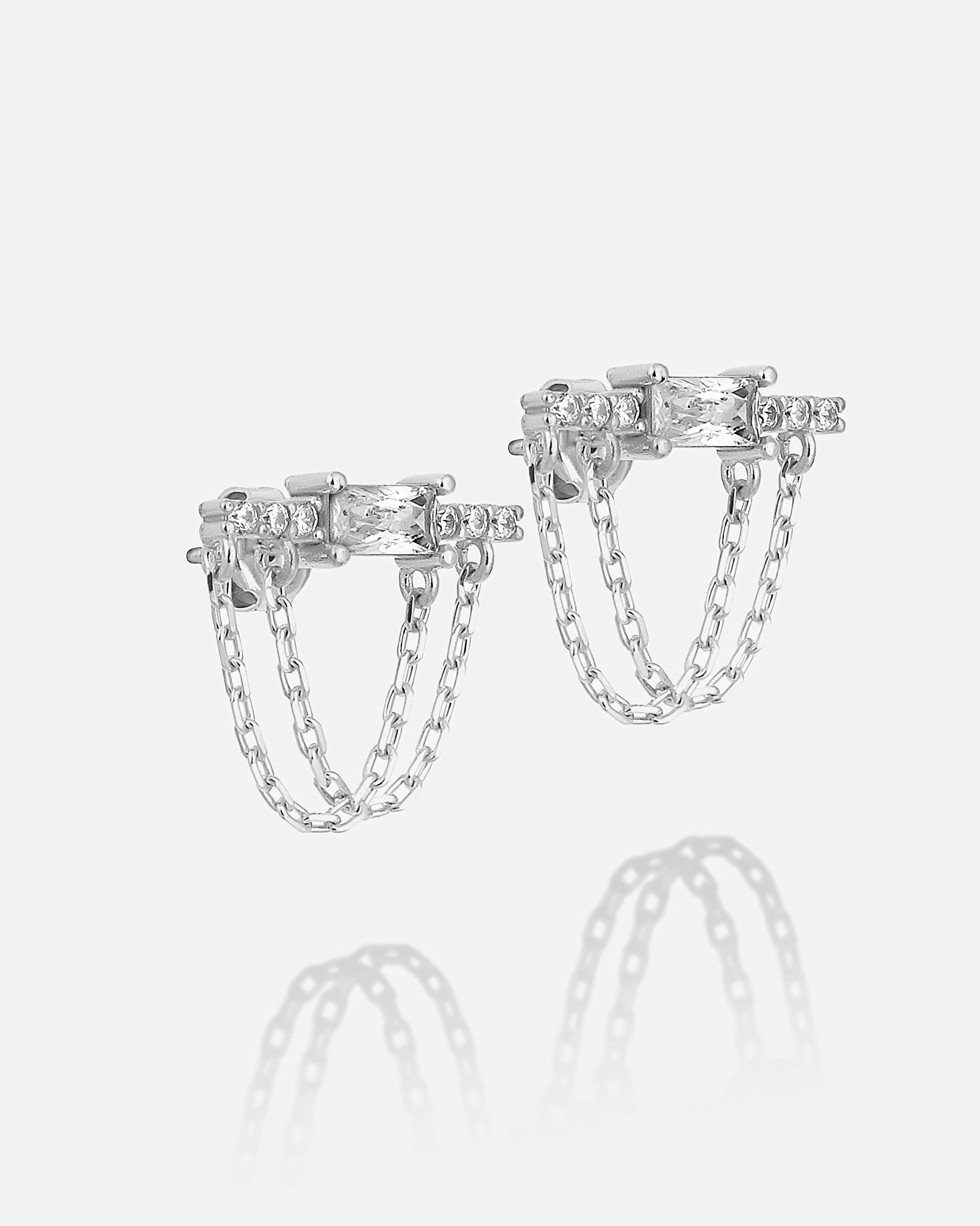 Design Silver Earrings - White Gold