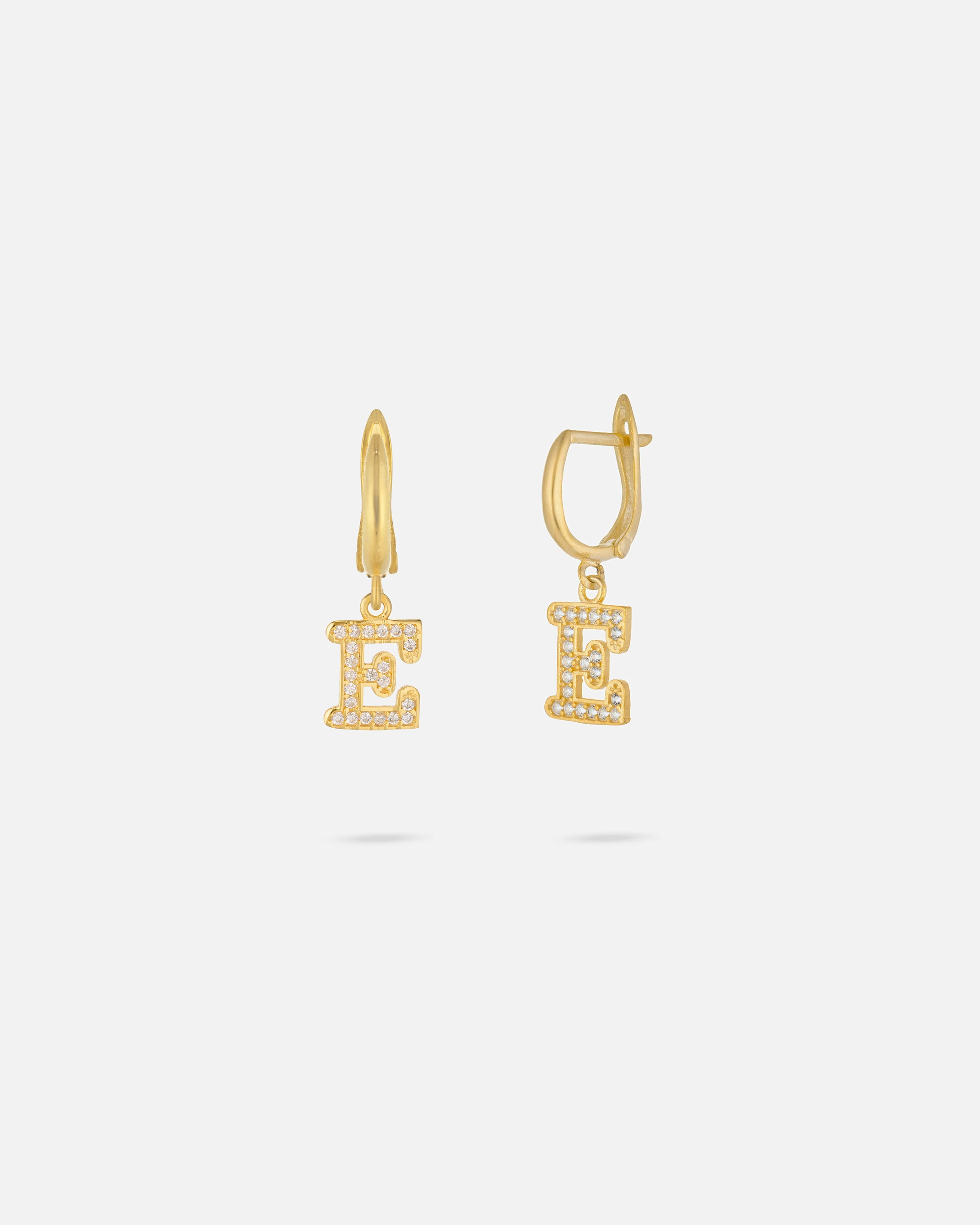 14 Ayar Kişiye Özel Harfli Zirkon Taşlı Zarif Altın Küpe