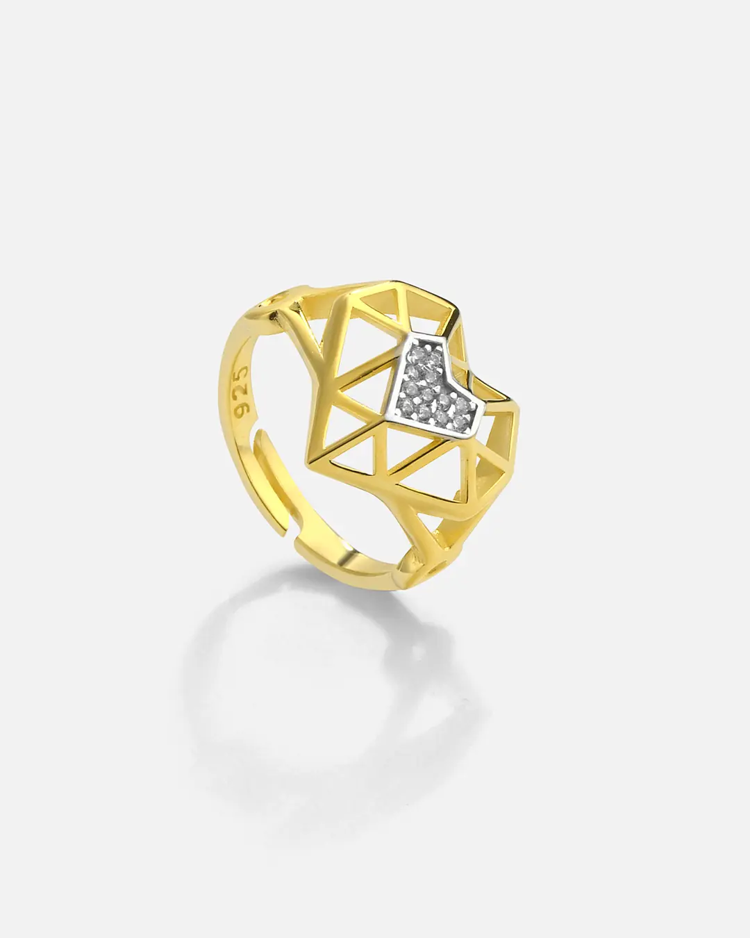 Zircon Stone-set Heart Silver Ring