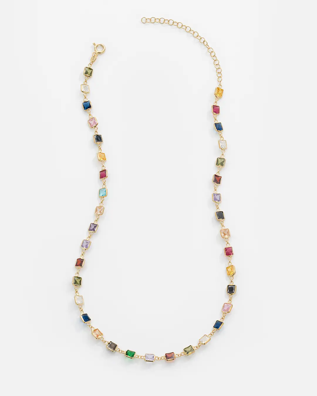 Colored Stone-set Silver Necklace