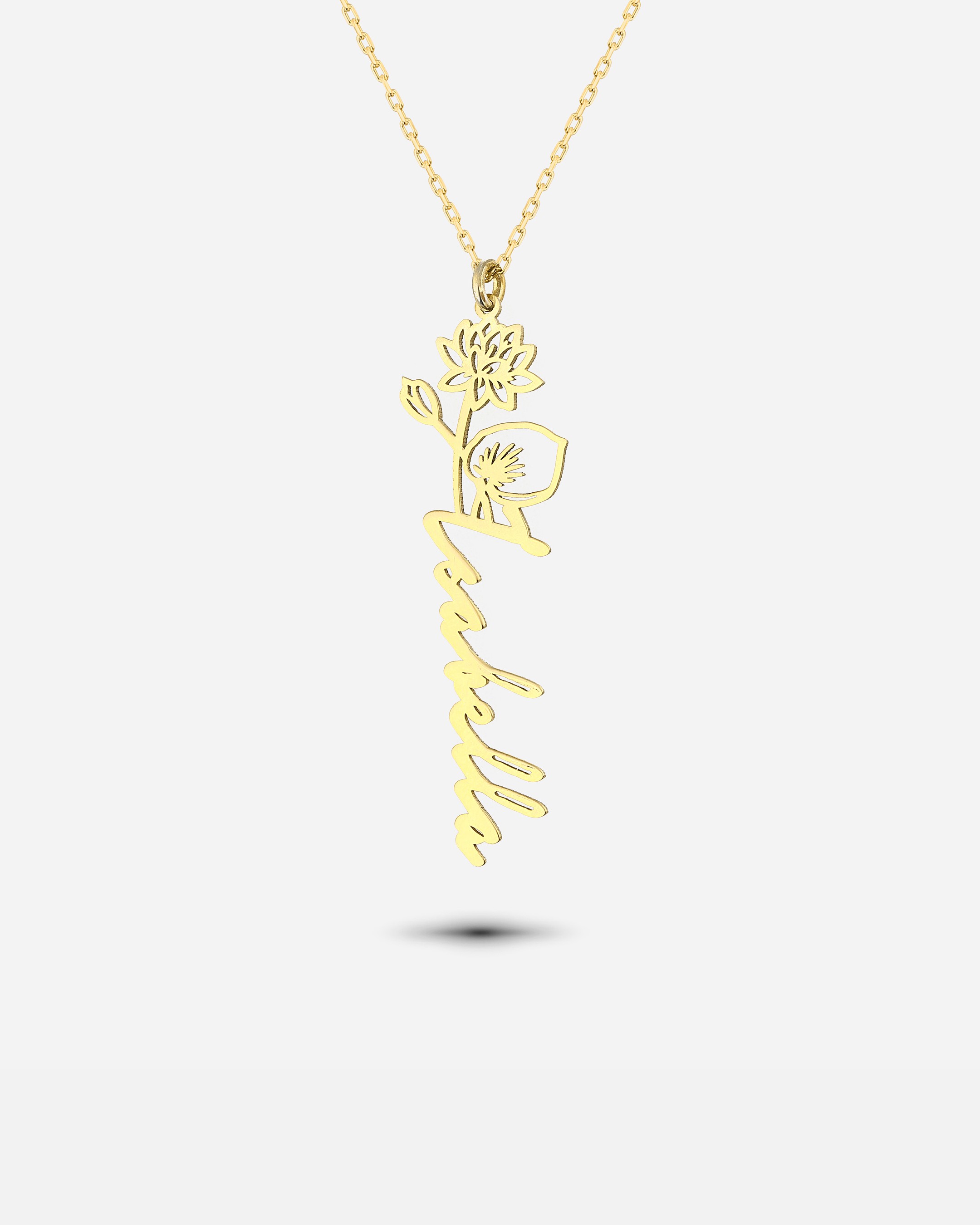 Silver Named July Birth Flower Necklace - Gold