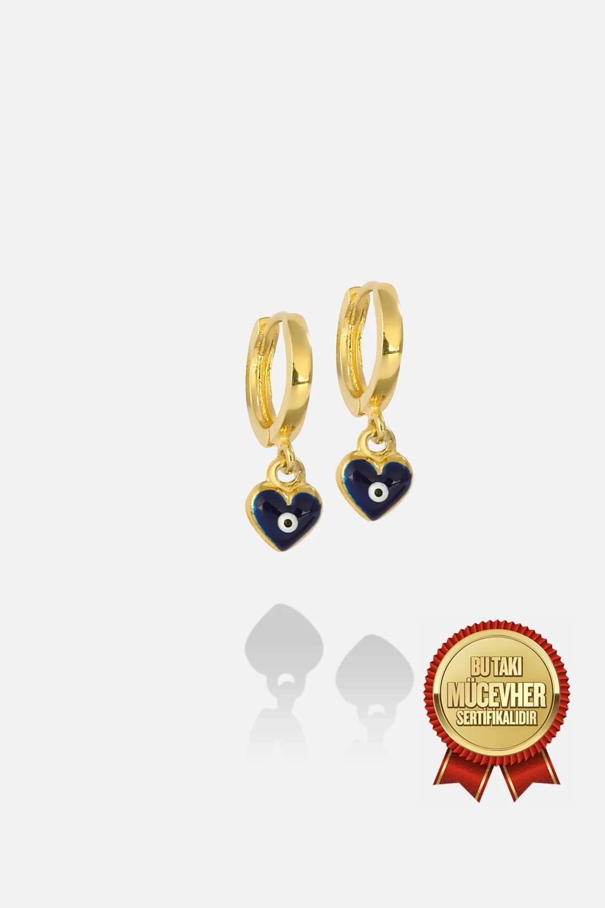 Mikron Altın Kaplama Gümüş Kalpli Çocuk Küpesi