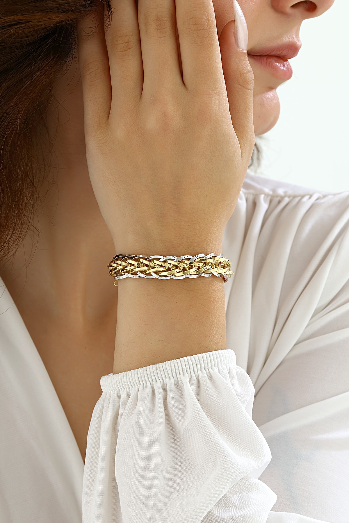 Mikron Altın Kaplama Gümüş Balık Sırtı Bileklik