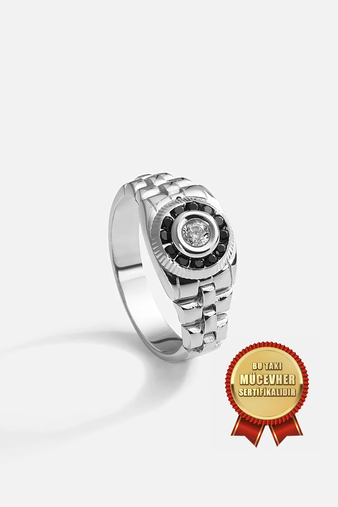 Mikron Gold Plated 925 K Silver Onyx Stone-set Men's Ring