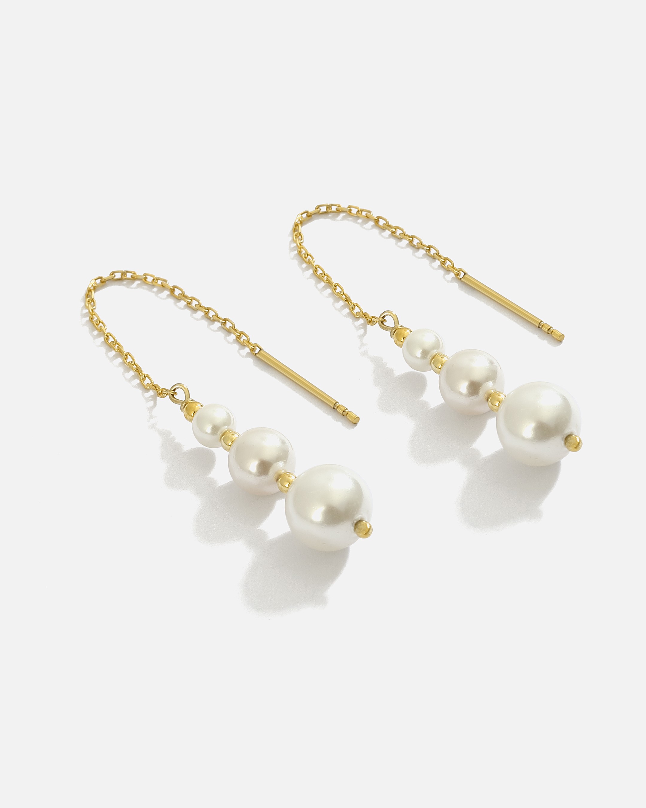 Silver Strained Pearl Earrings - Gold