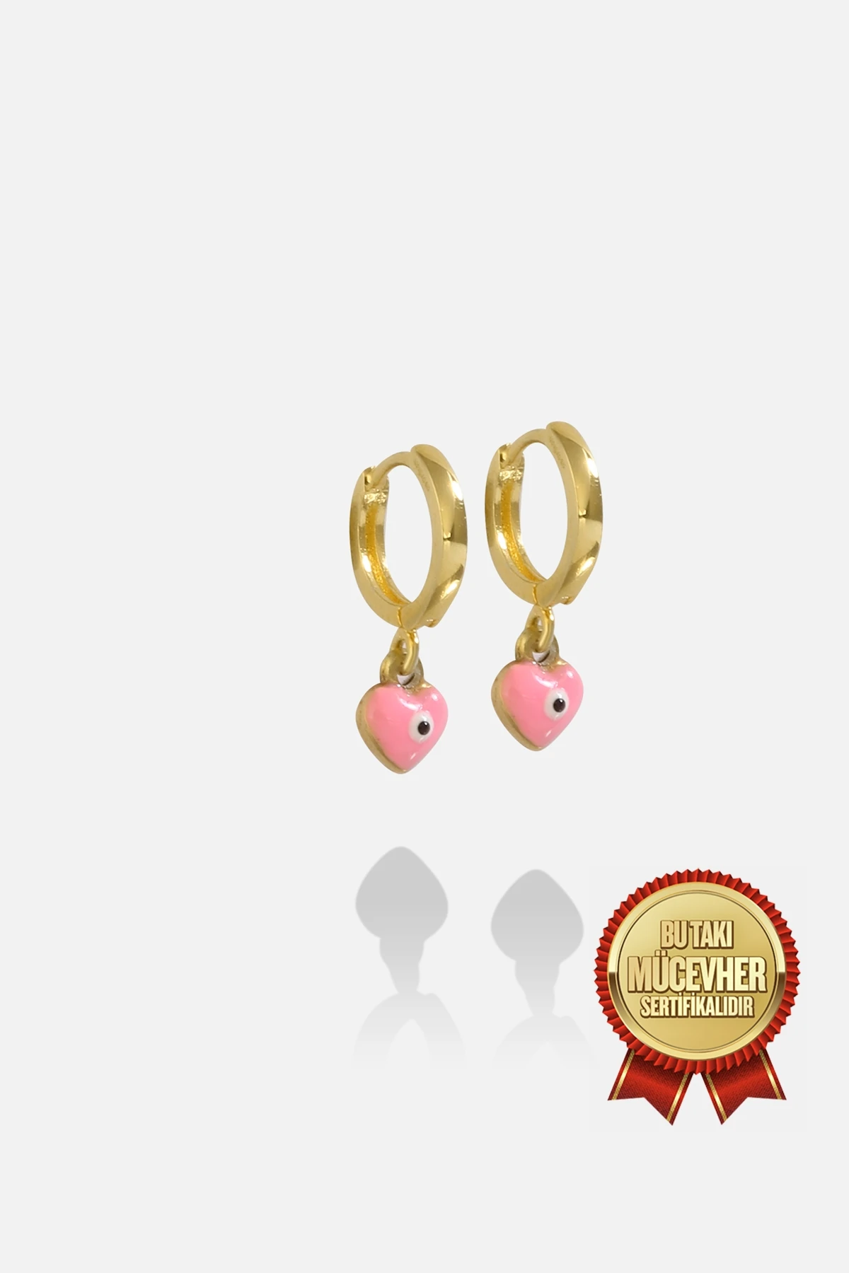 Mikron Altın Kaplama Gümüş Kalpli Çocuk Küpesi