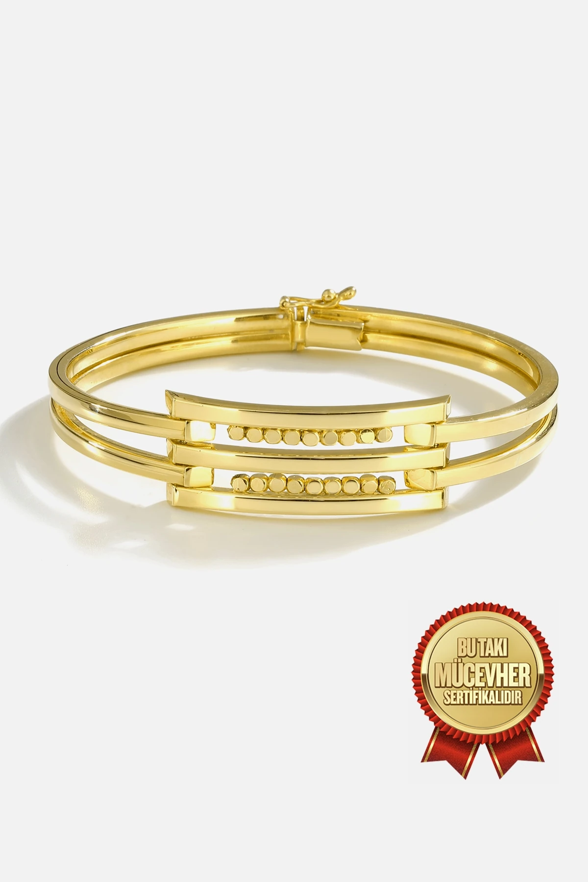 Mikron Altın Kaplama Gümüş Kaburga Bilezik