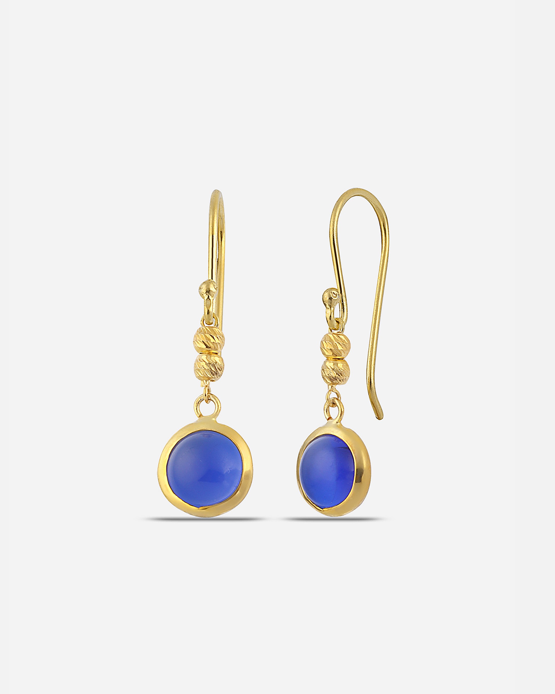 Lapis Stone Silver Earrings - Gold