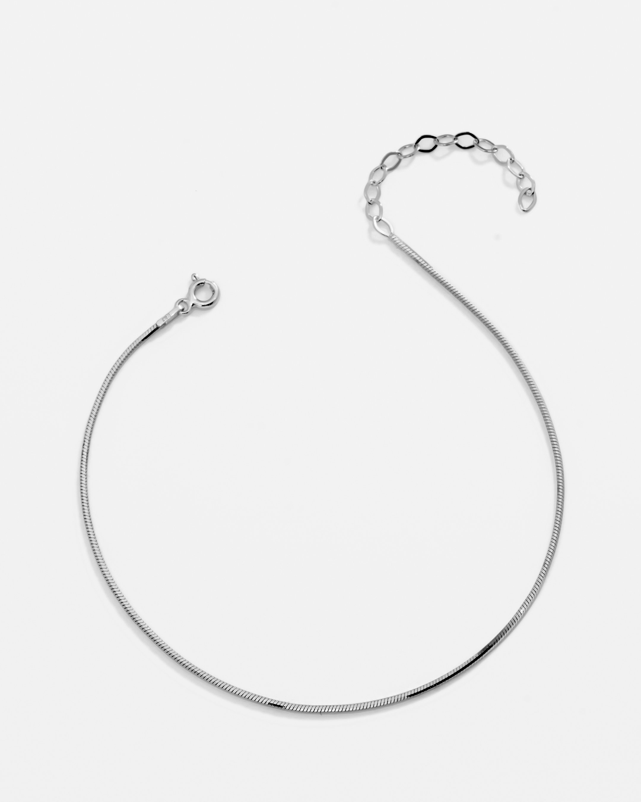 Silver Snake Anklet - White Gold