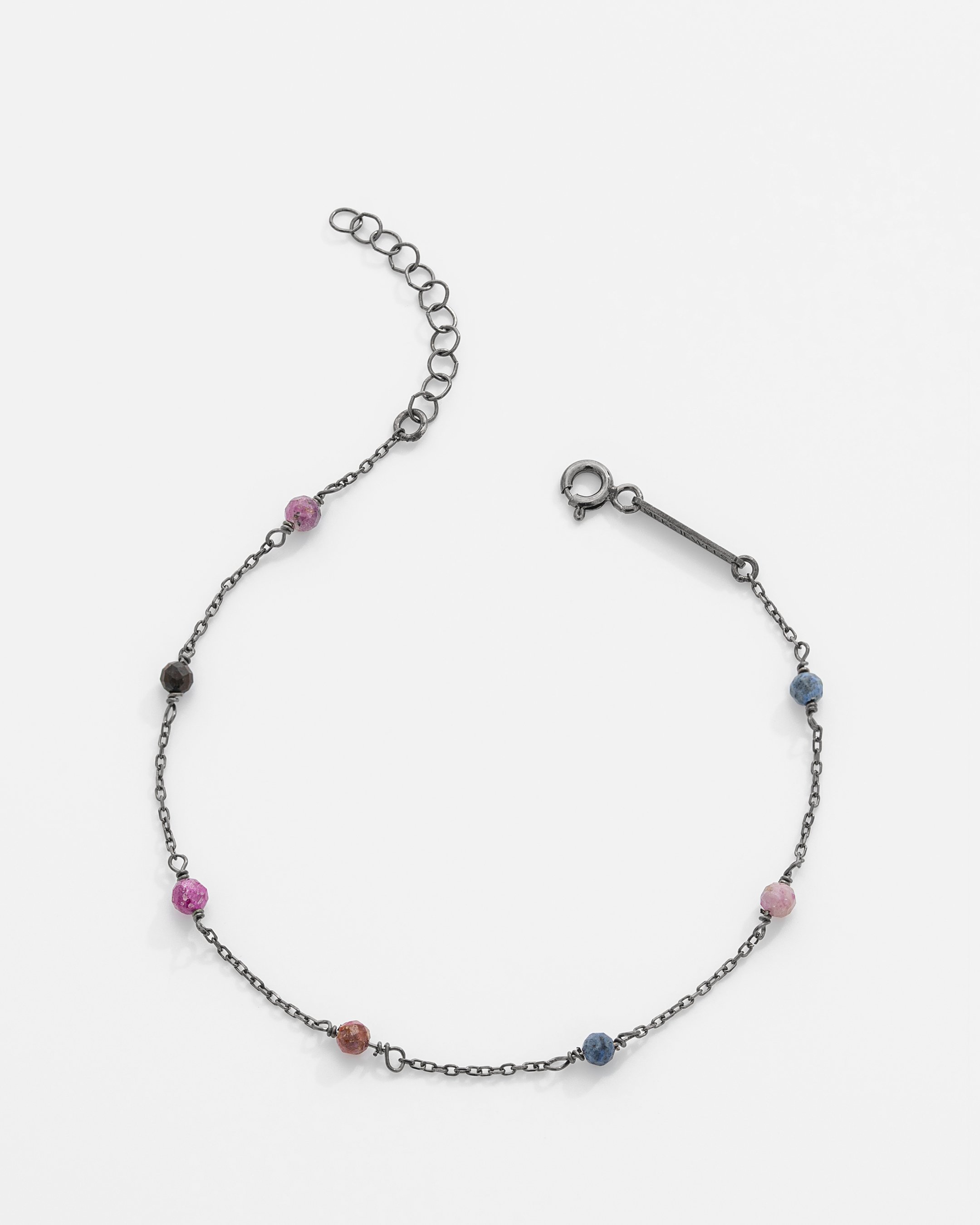 2 Carat Multicolor Sapphire Silver Bracelet