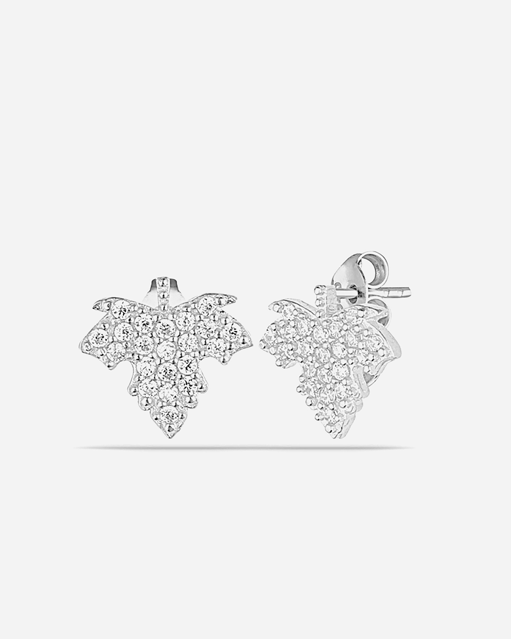 Silver Sycamore Leaf Earrings - White Gold