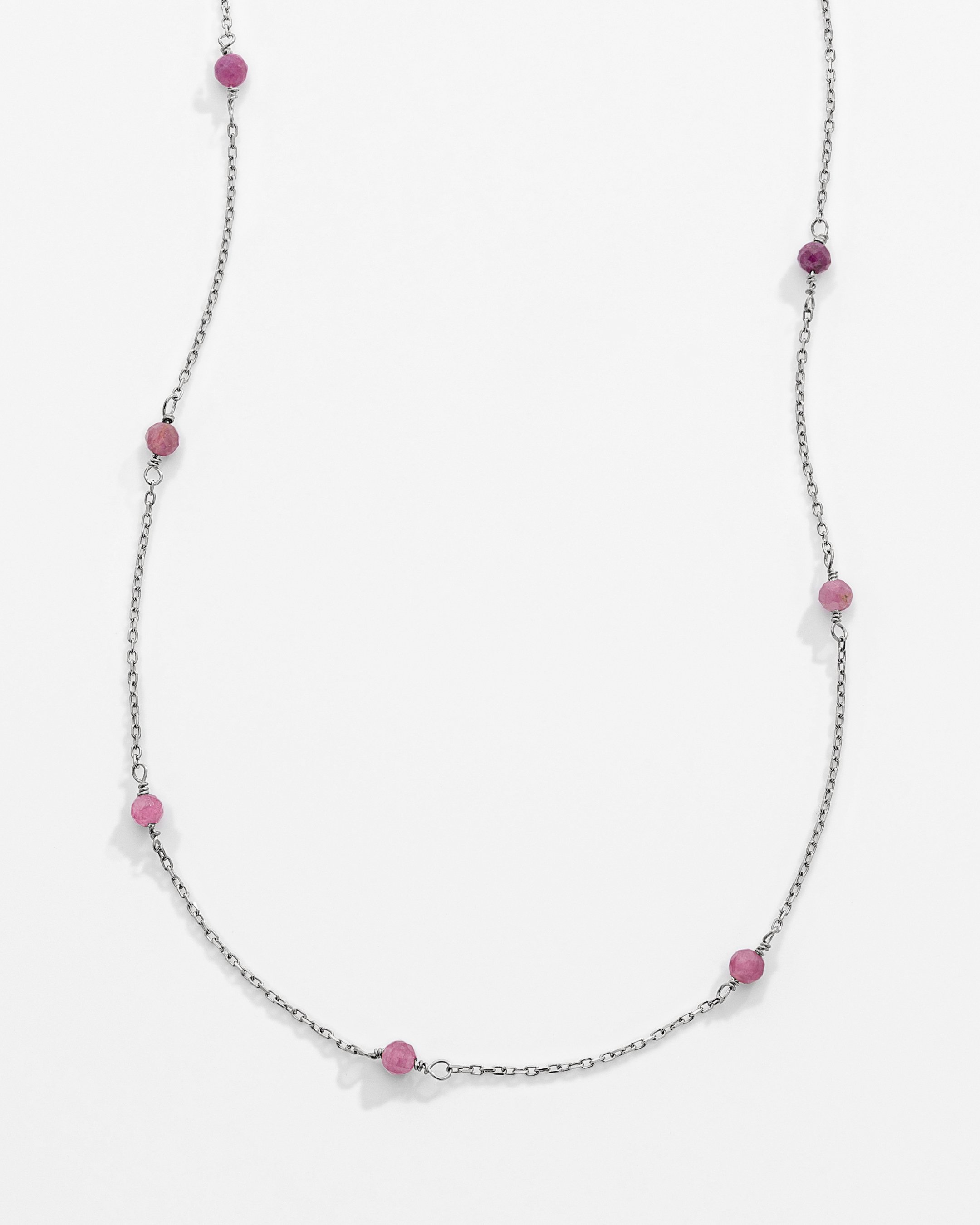 Collier en argent de 1,7 carat de tourmaline rose - Or blanc