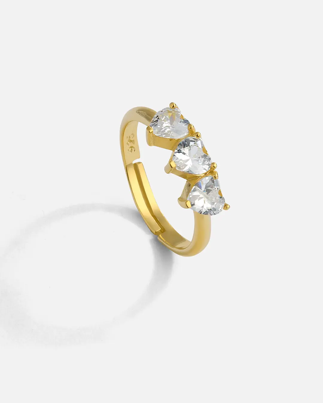 Zircon Stone-set Heart Silver Ring