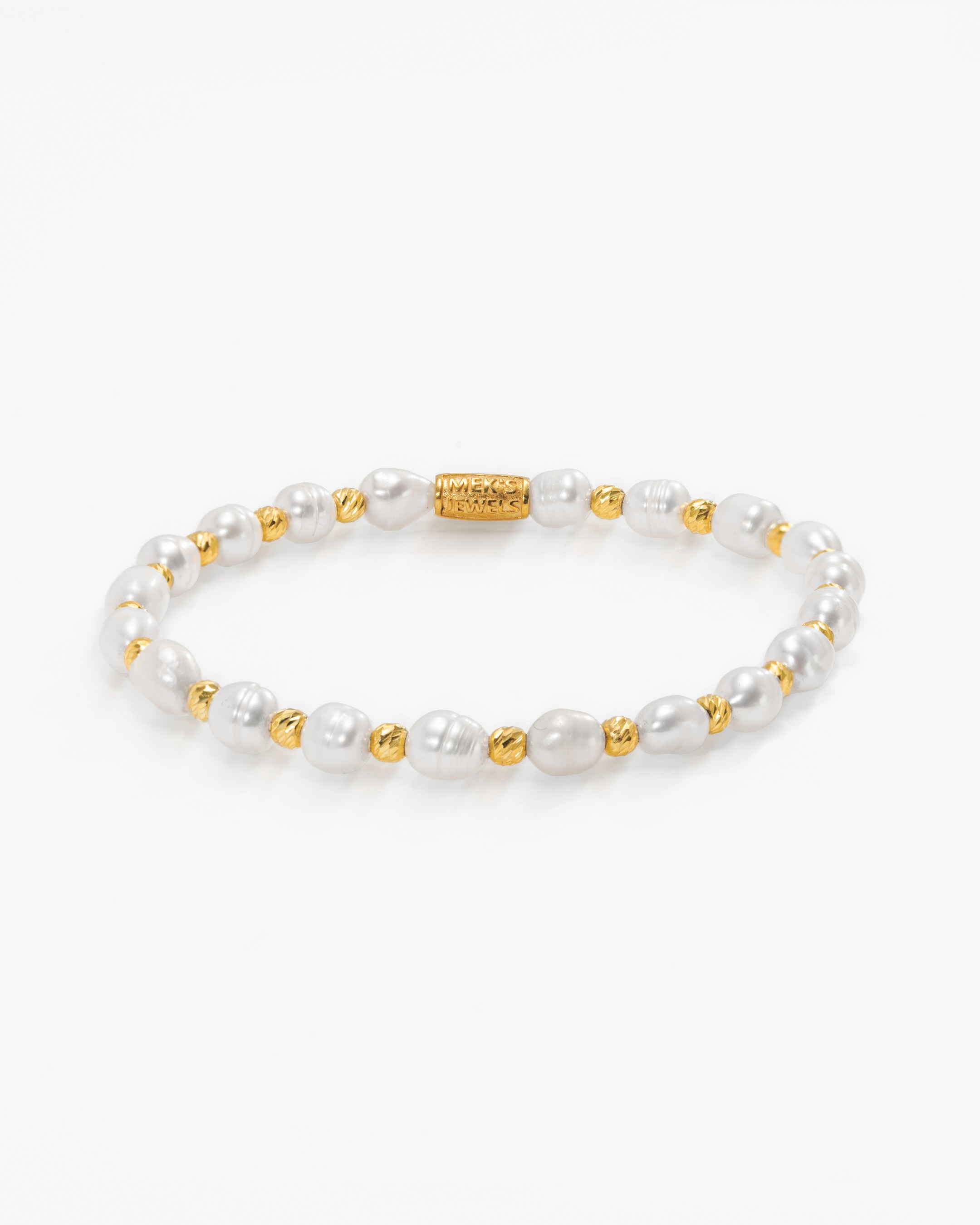 20.15 Carat Silver Bracelet with Natural Pearl Stones - Gold