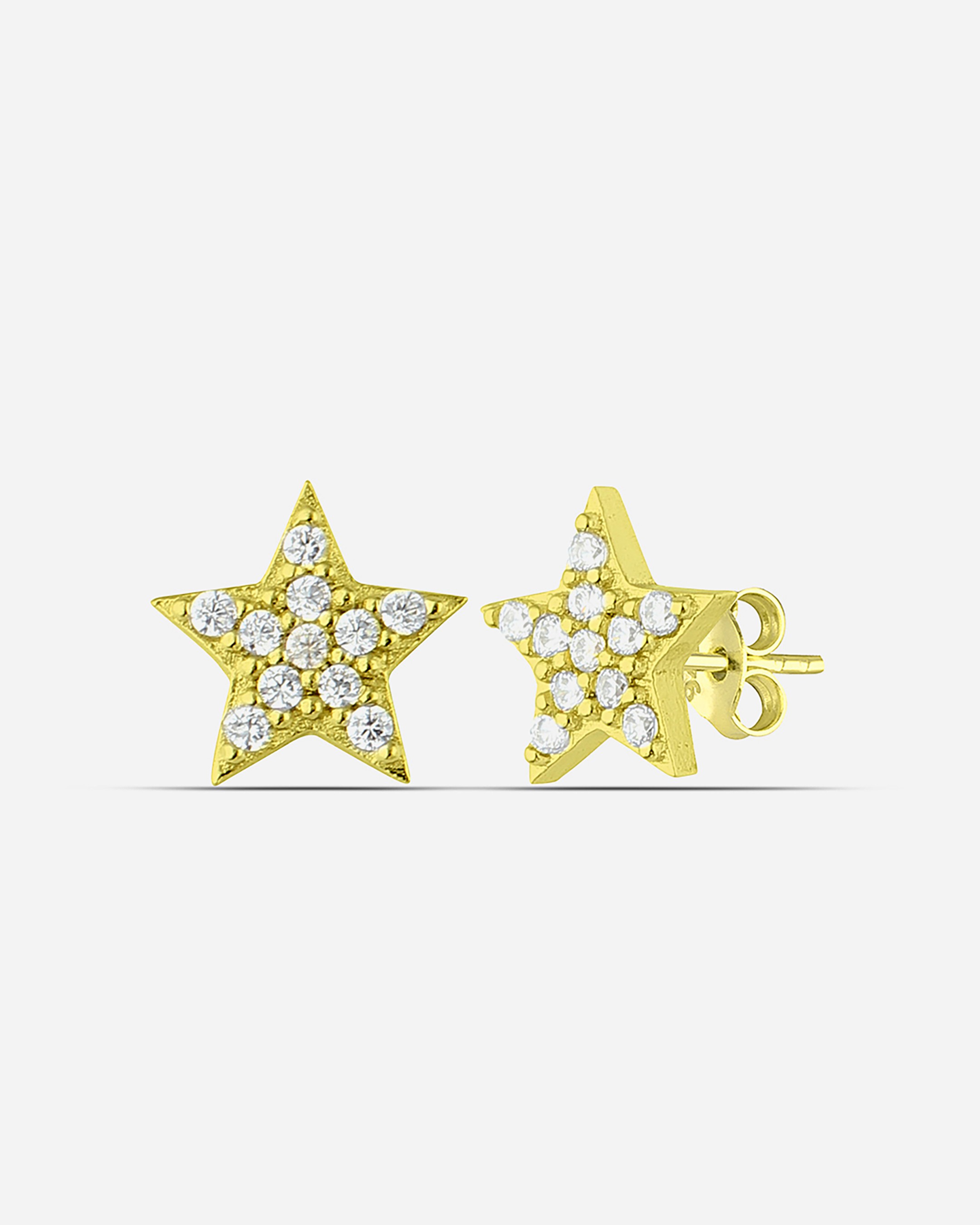 Silver Star Earrings - Gold