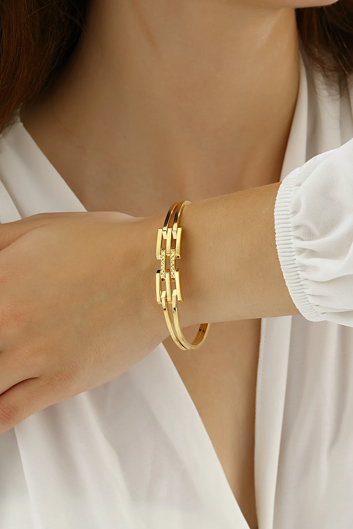 Mikron Altın Kaplama Gümüş Kaburga Kelepçe