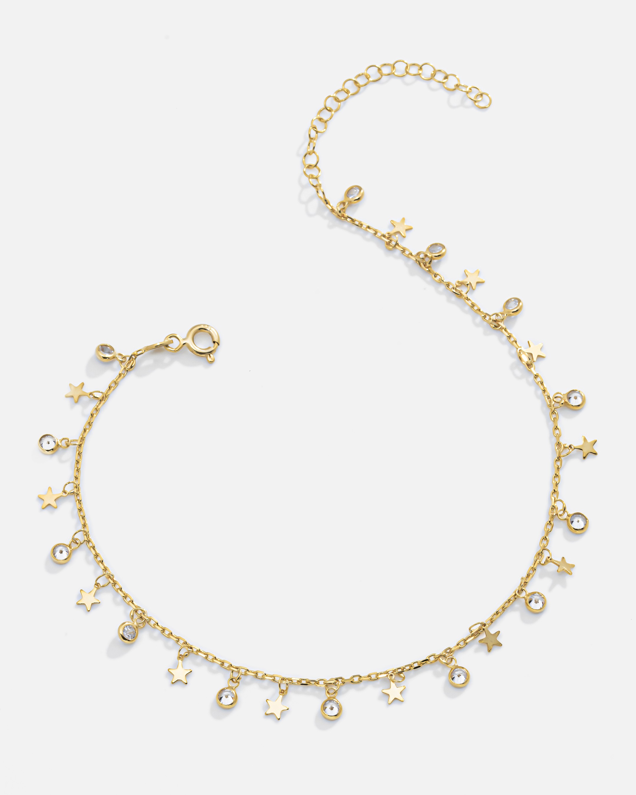 Silver Star Anklet - Gold