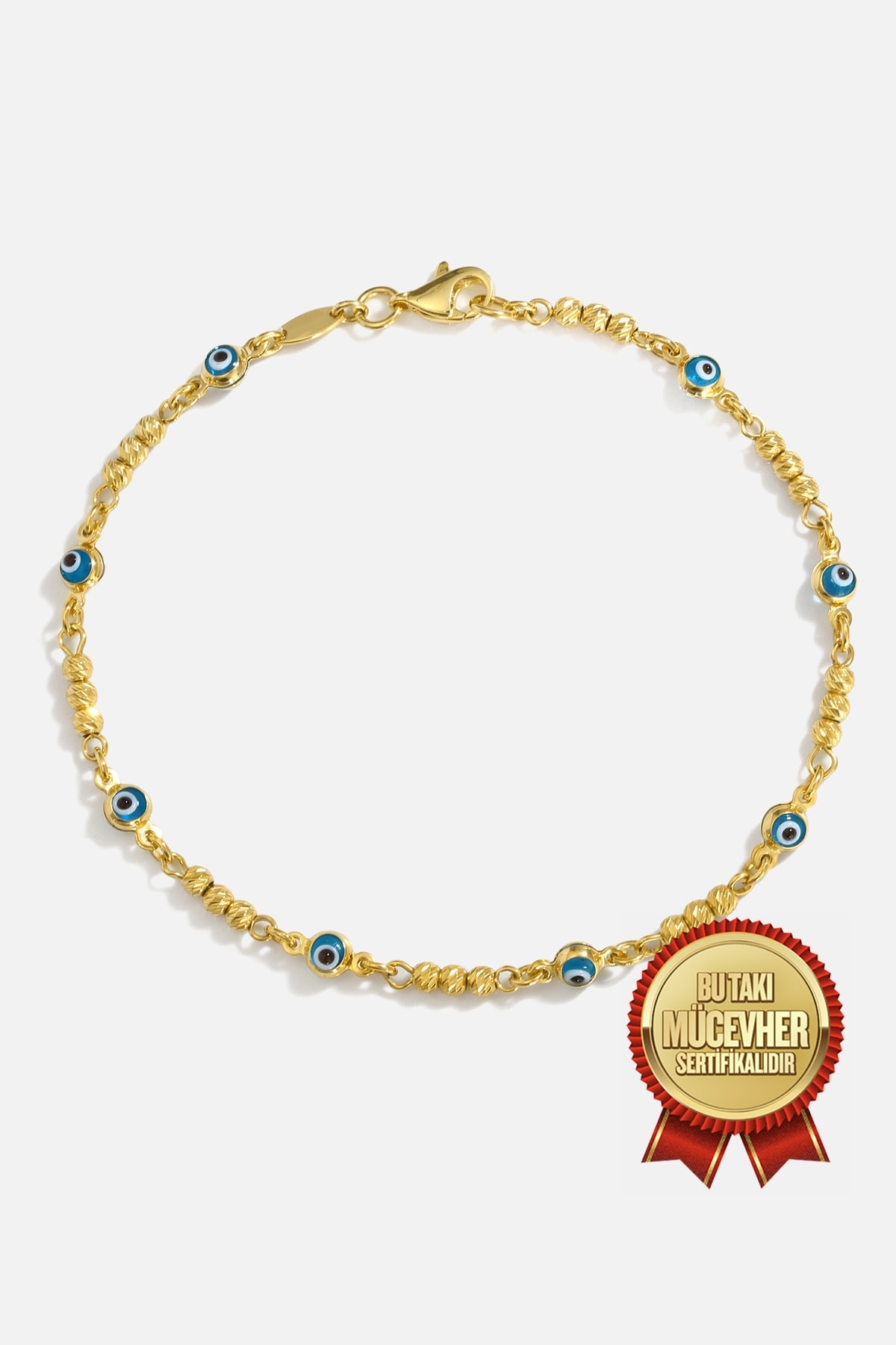 Mikron Altın Kaplama Gümüş Nazar Boncuklu Dorika Bileklik