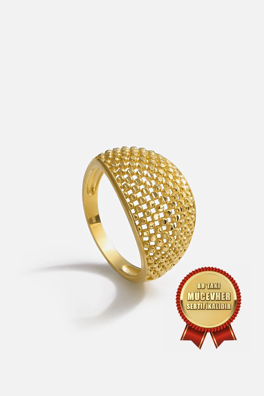 Mikron Gold Plated 925 K Silver Oval File Ring