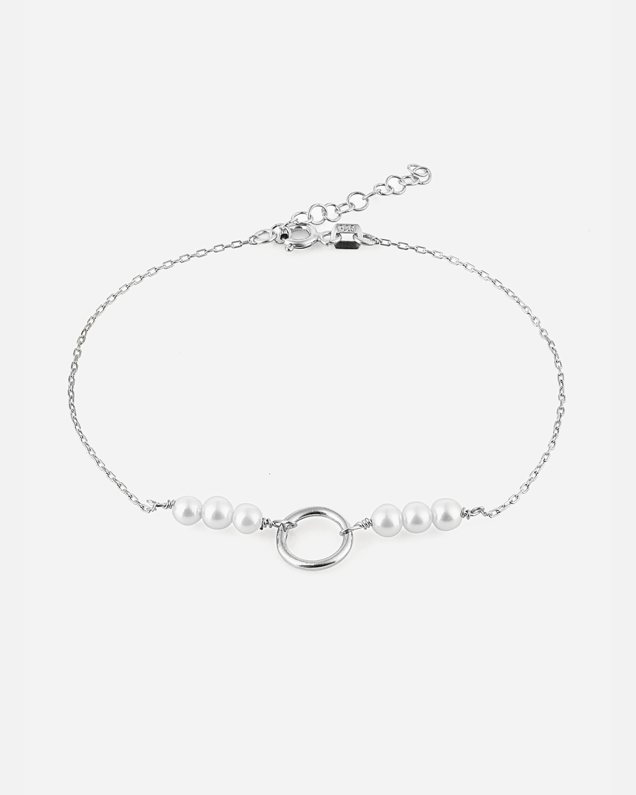 Silver Bracelet with Pearl Stones - White Gold