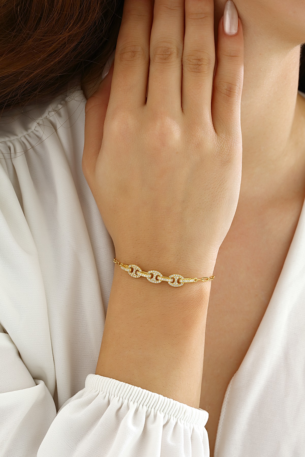 Mikron Altın Kaplama Gümüş Zirkon Bileklik