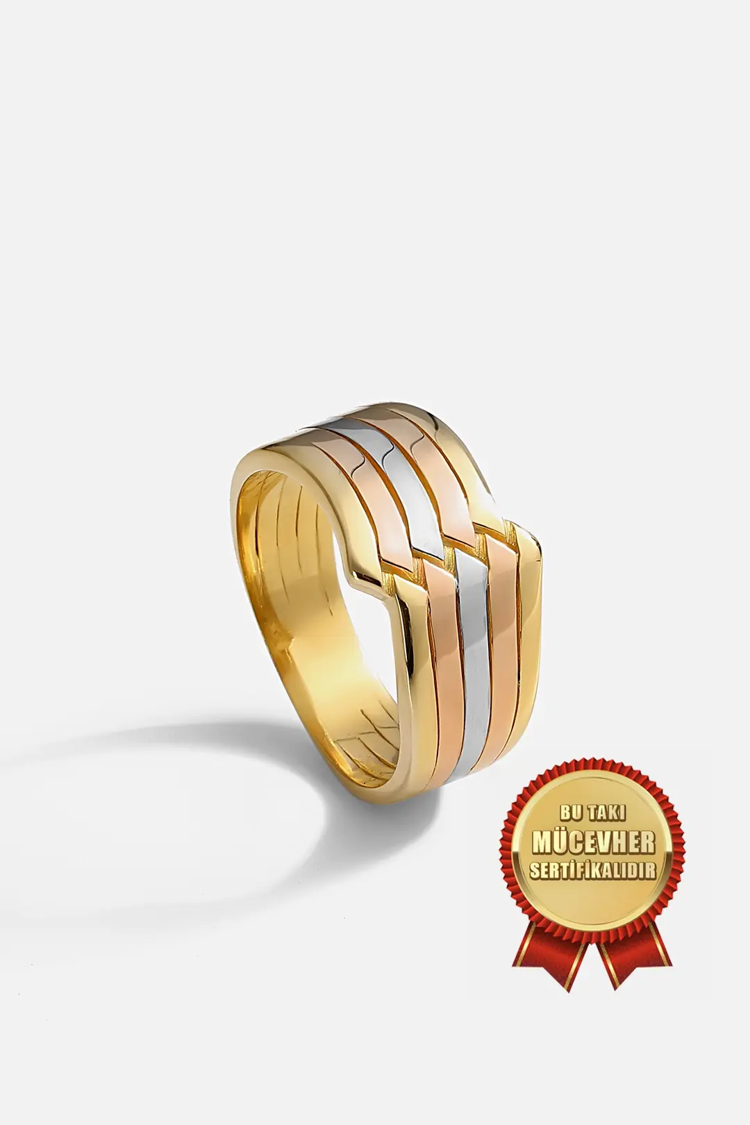 Mikron Gold Plated 925 K Silver Üçrenk Ring