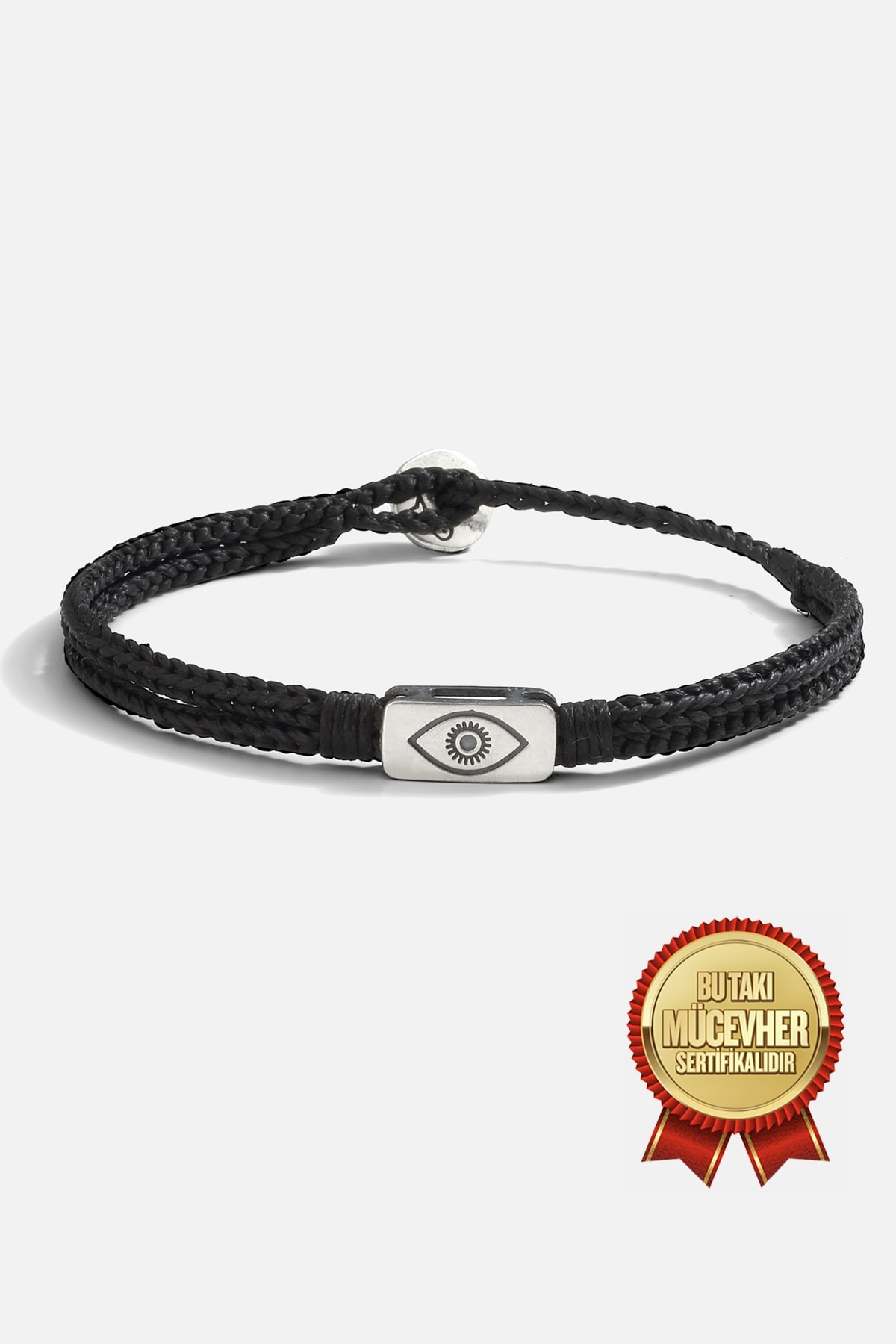 Gümüş El İşi Göz Temalı Erkek Bilekliği