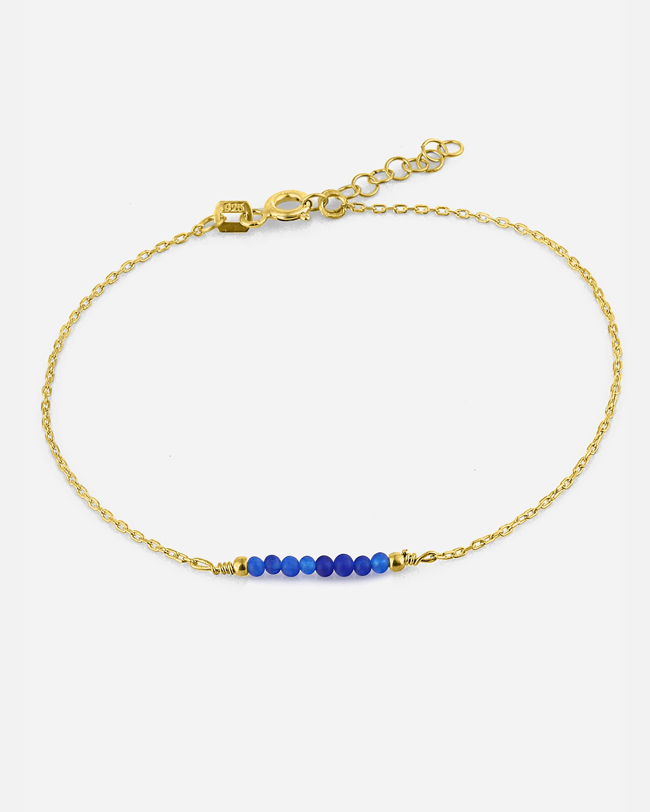 Lapis Stone Silver Bracelet - Gold