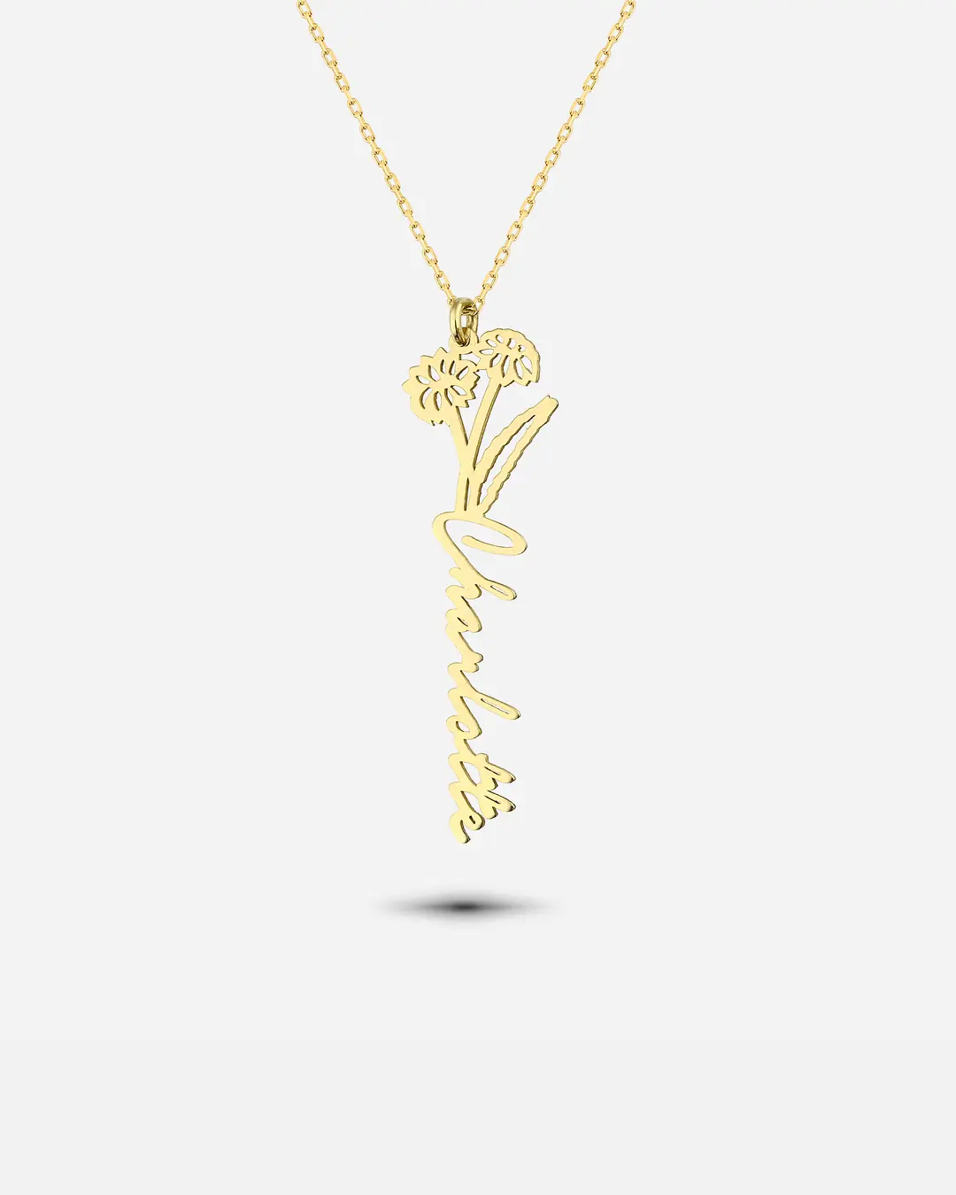 Silver Personalized Nisan Bear Birth Flower Necklace