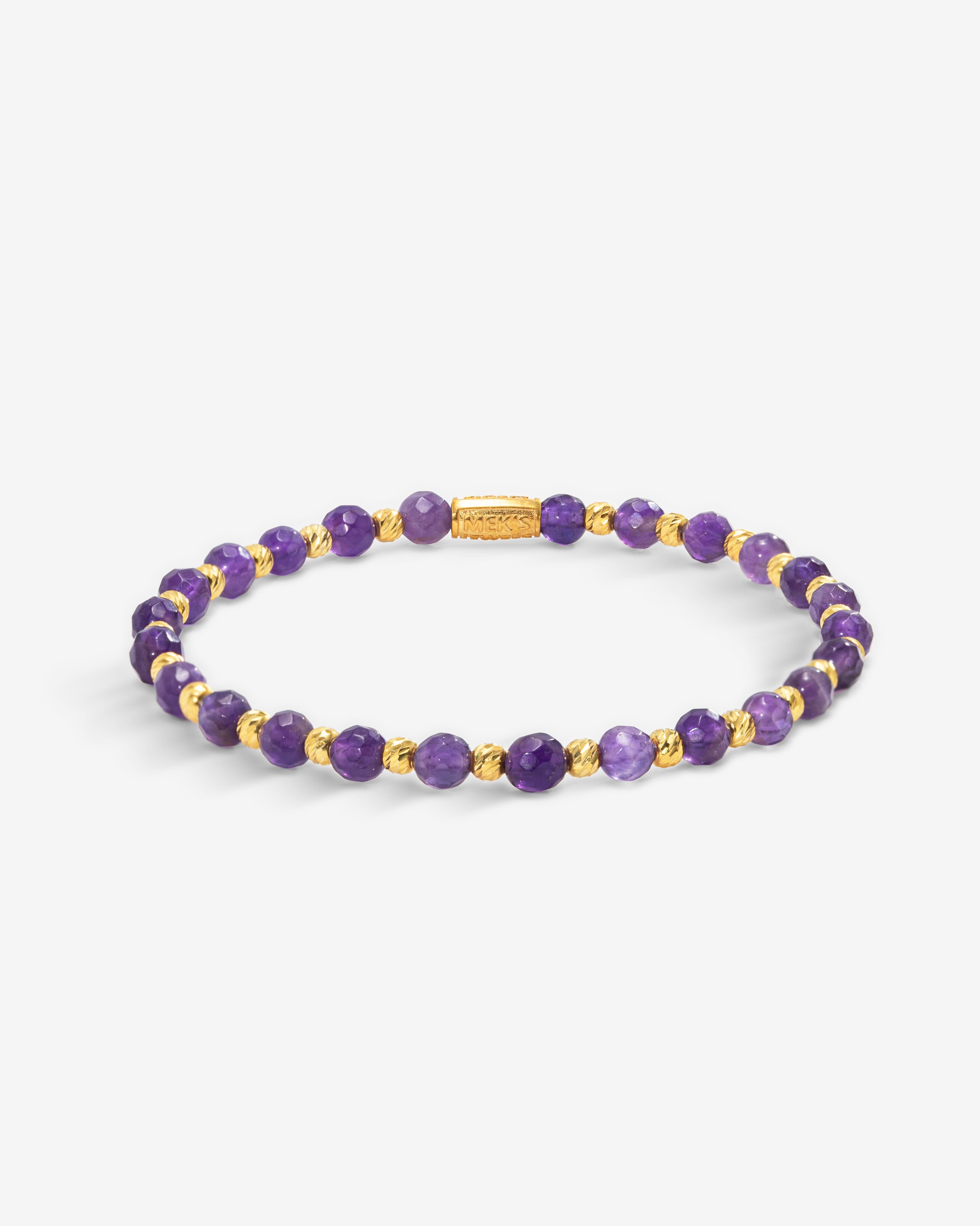 14.9 Carat Sterling Silver Bracelet with Natural Amethyst Stone - Gold
