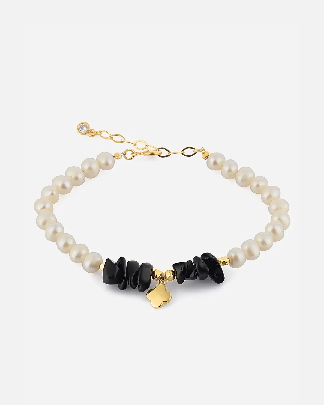Pearl & Onyx Stone-set Silver Bracelet