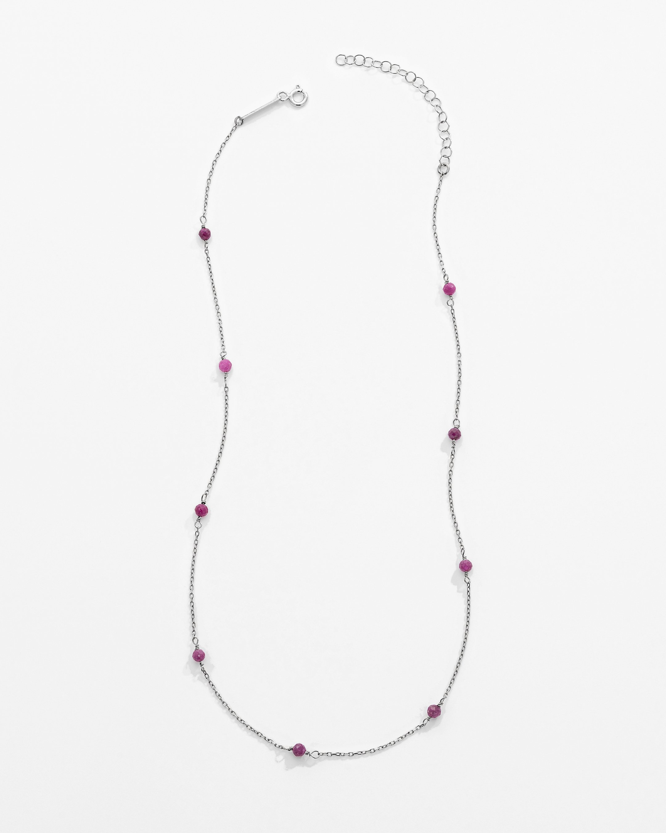 2.85 Carat Natural Ruby Silver Necklace - White Gold