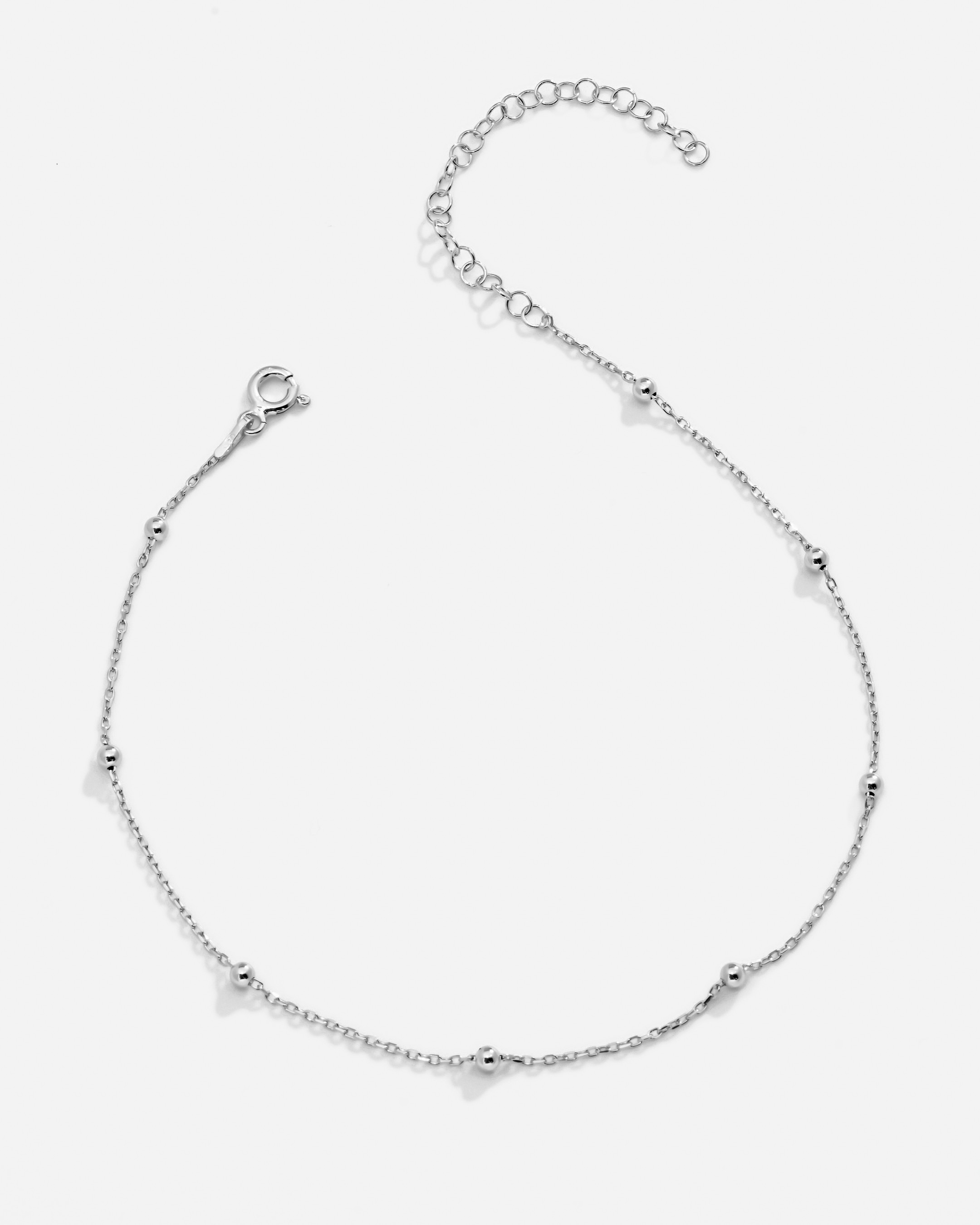 Silver Bulk Anklet - White Gold