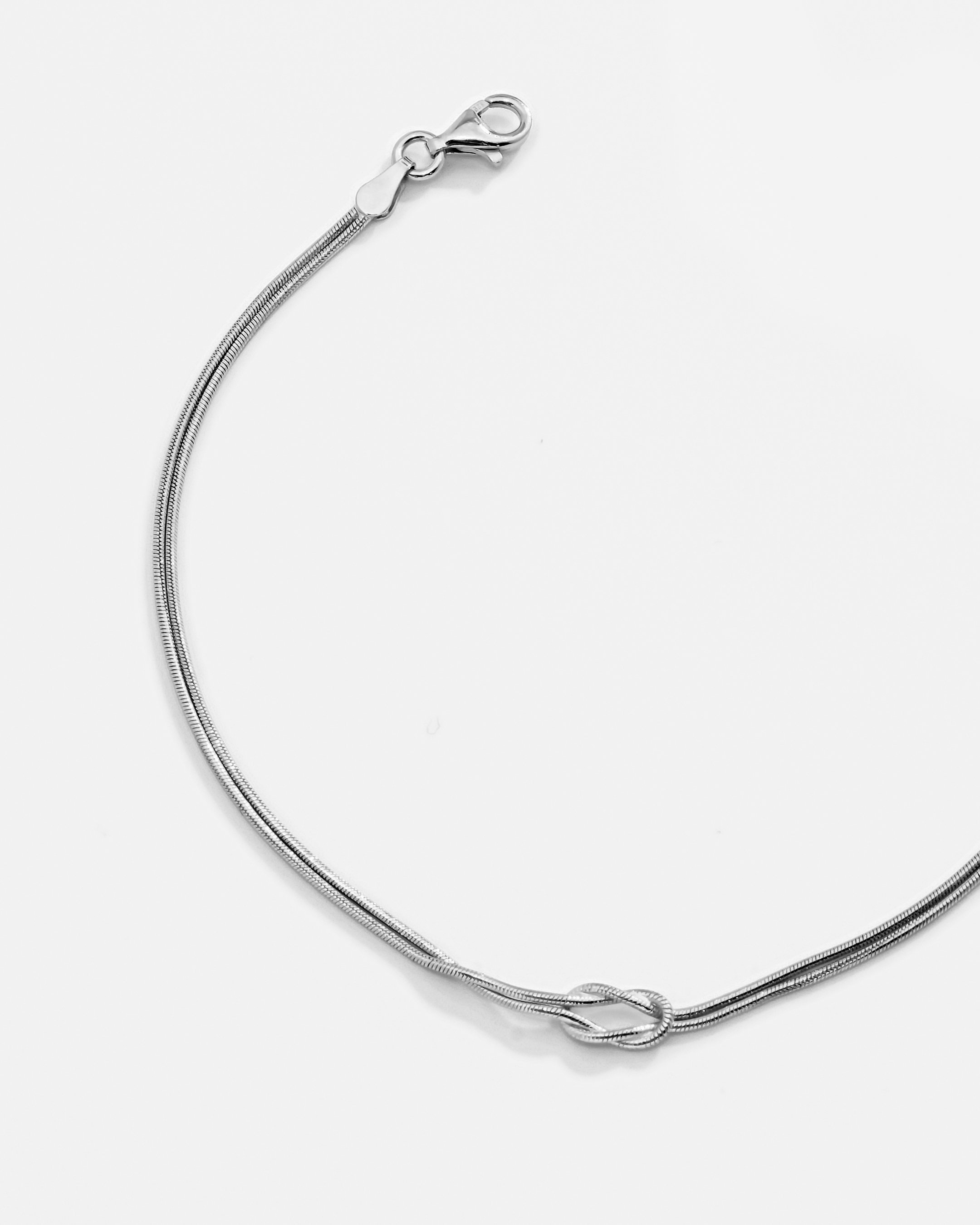 Silver Knot Anklet - White Gold