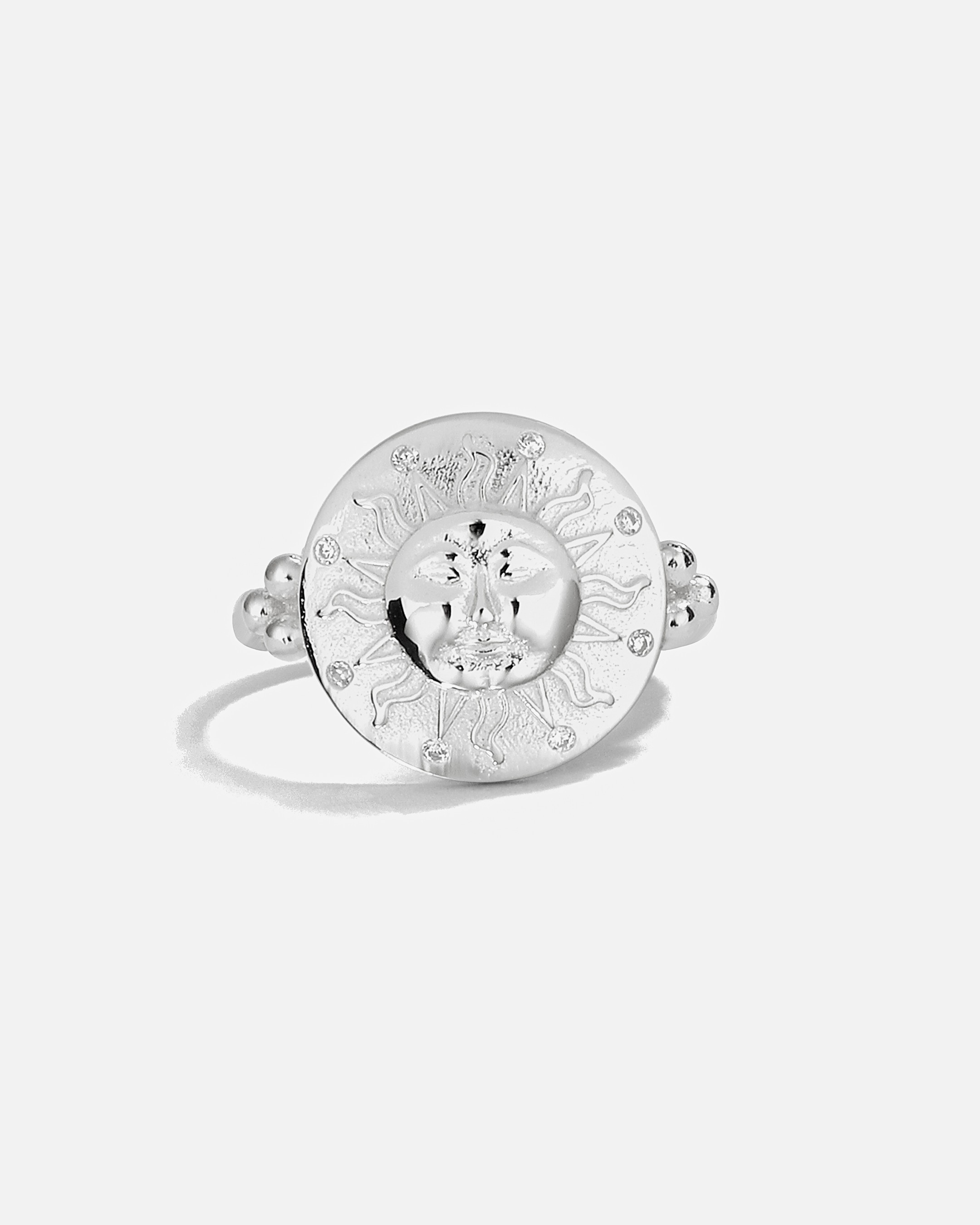 Bague soleil en argent - Or blanc